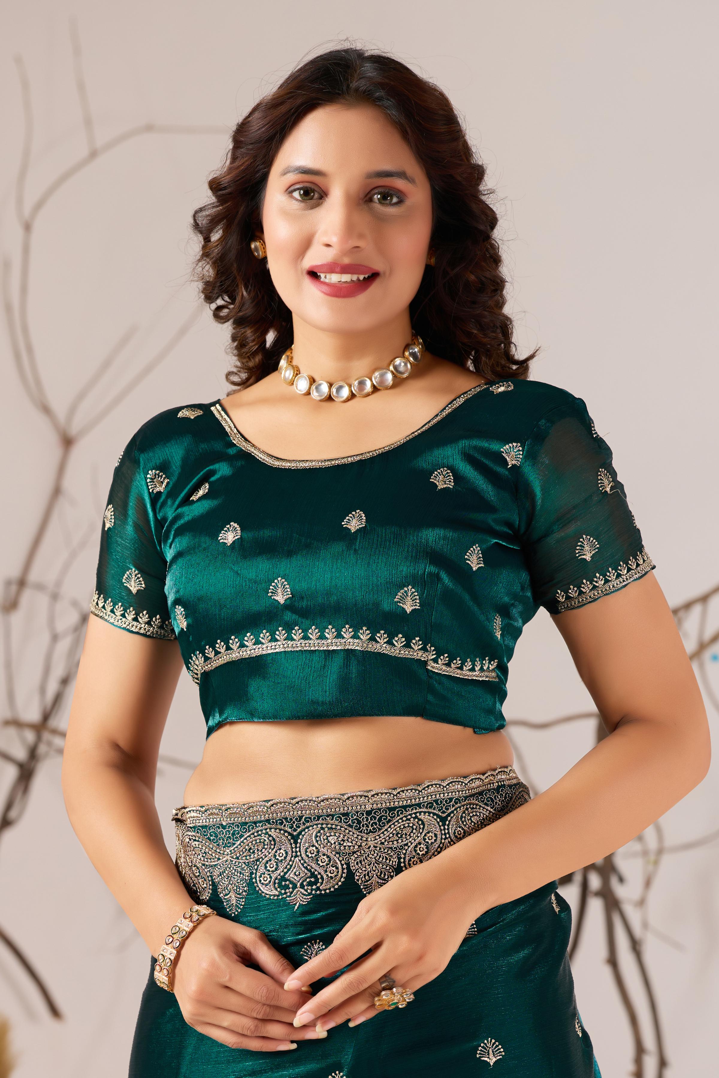 Green Jimmy Choo Embroidered Saree