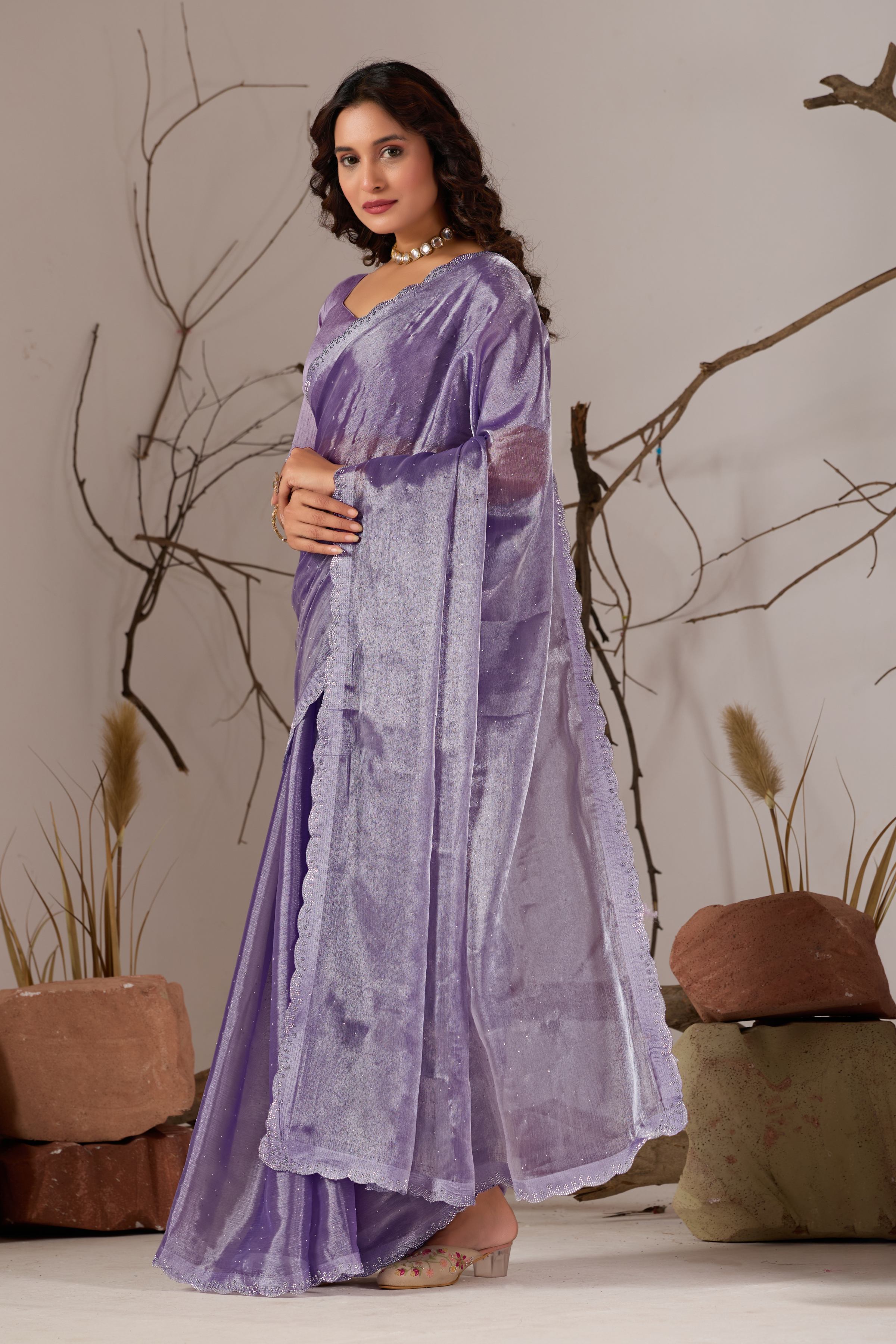 Lavender Jimmy Choo Shimmer Designer Saree