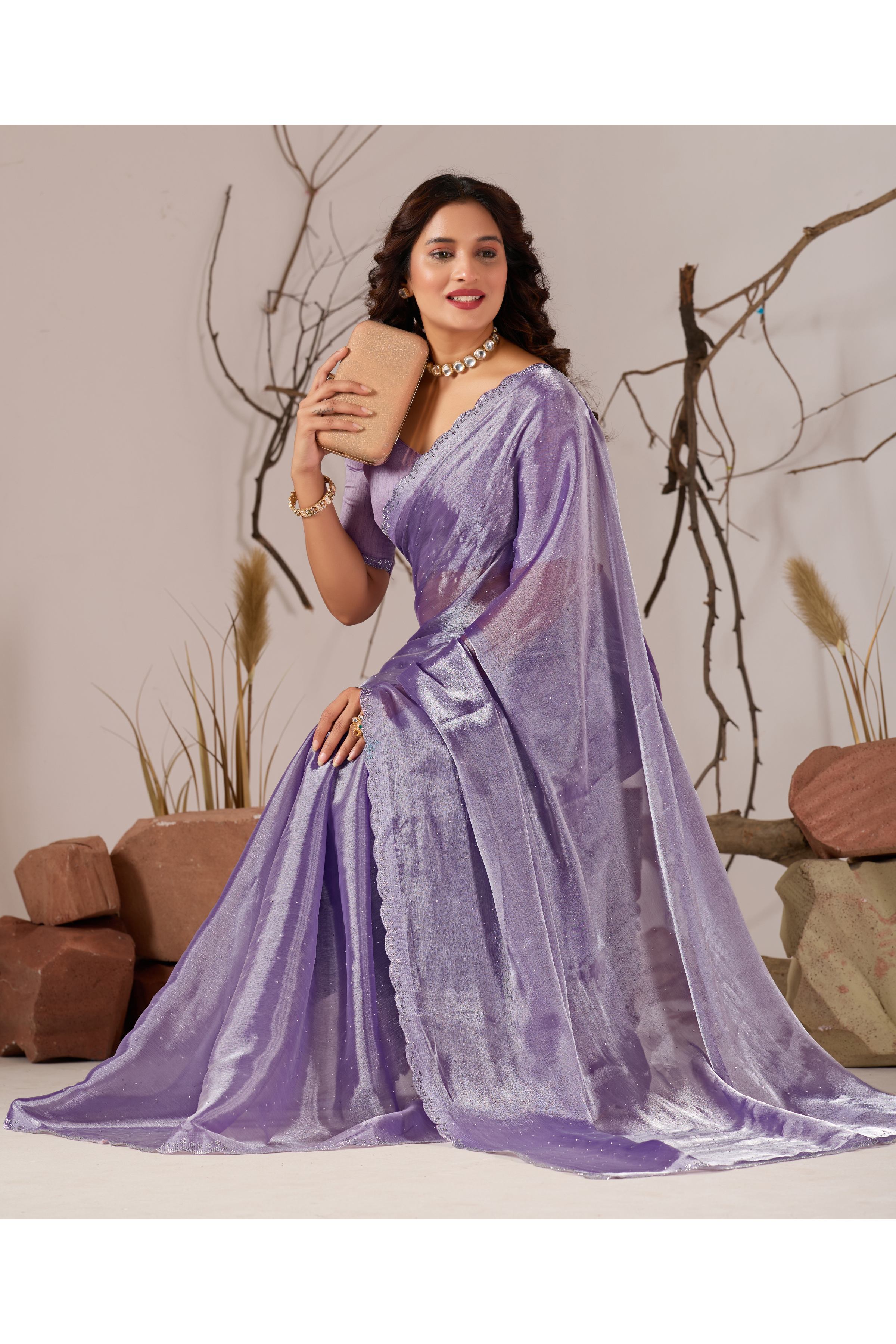 Lavender Jimmy Choo Shimmer Designer Saree