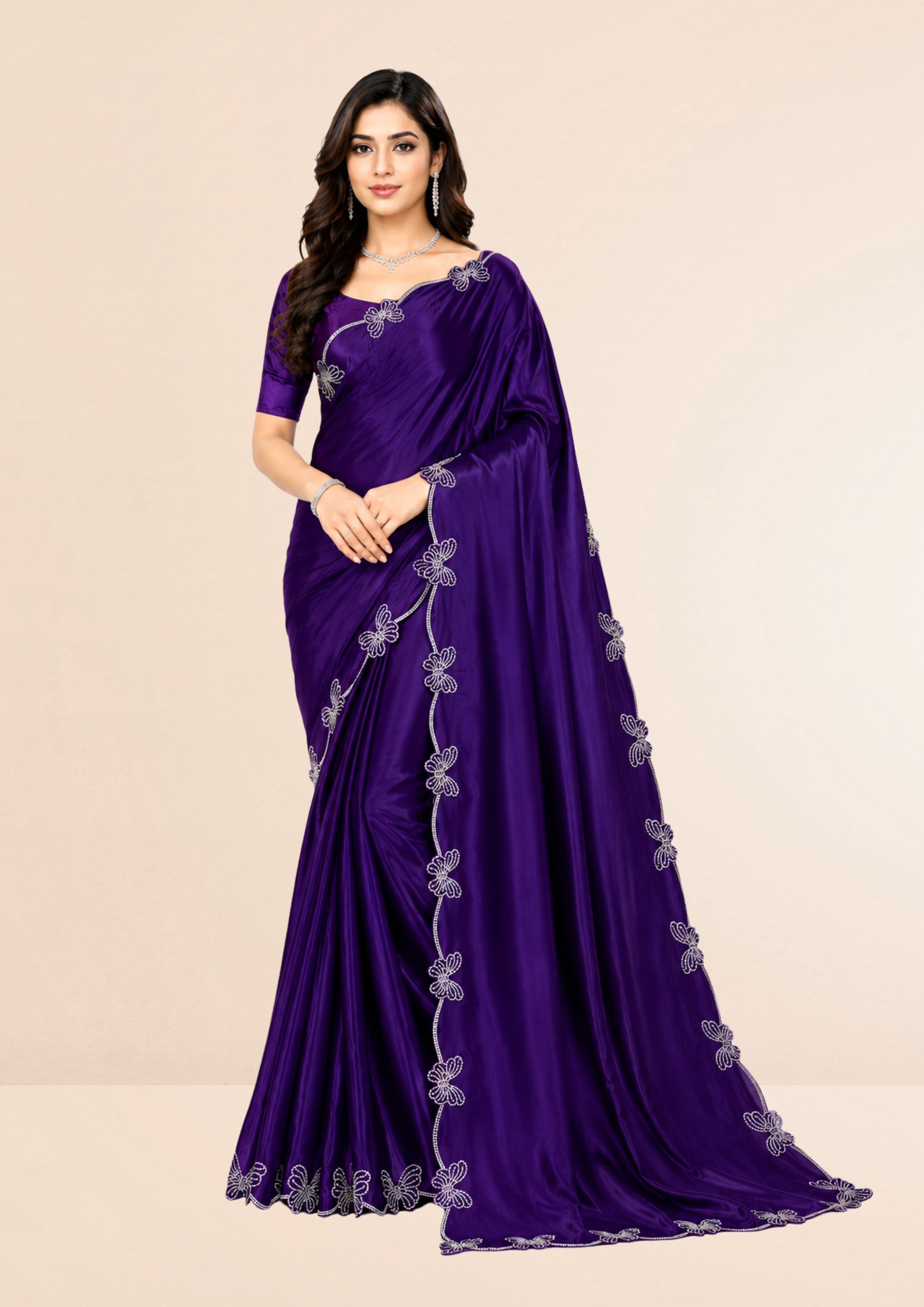 Jambali Butterfly Swarovski Stone Work Saree