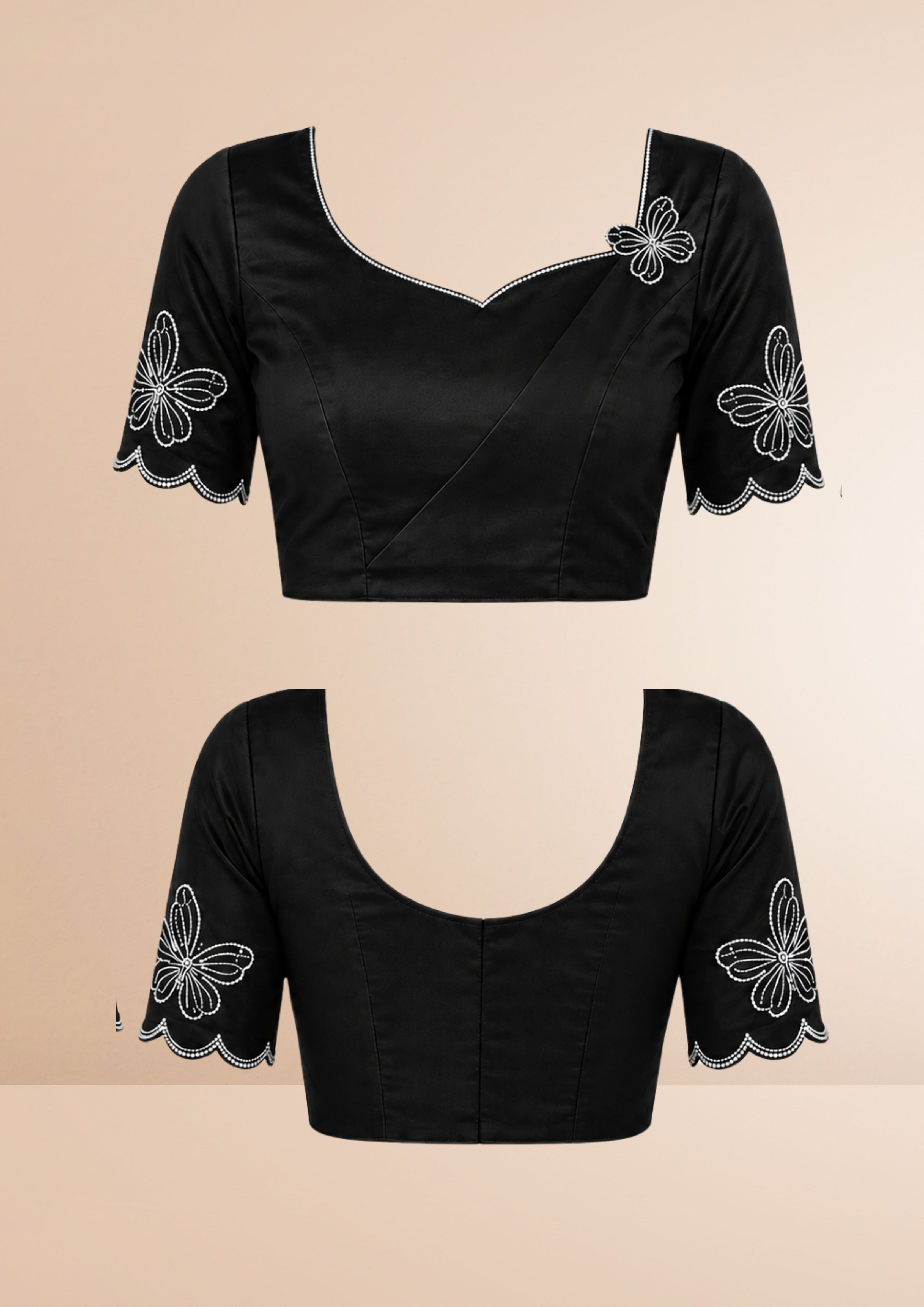 Black Butterfly Swarovski Stone Work Saree