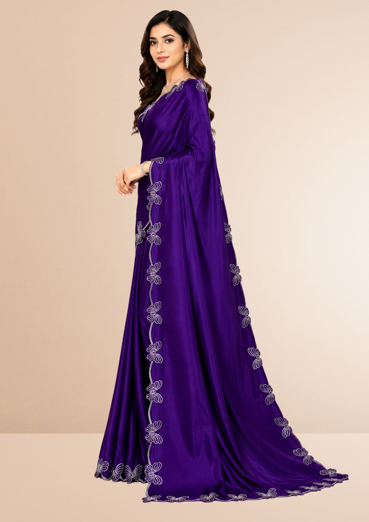 Jambali Butterfly Swarovski Stone Work Saree