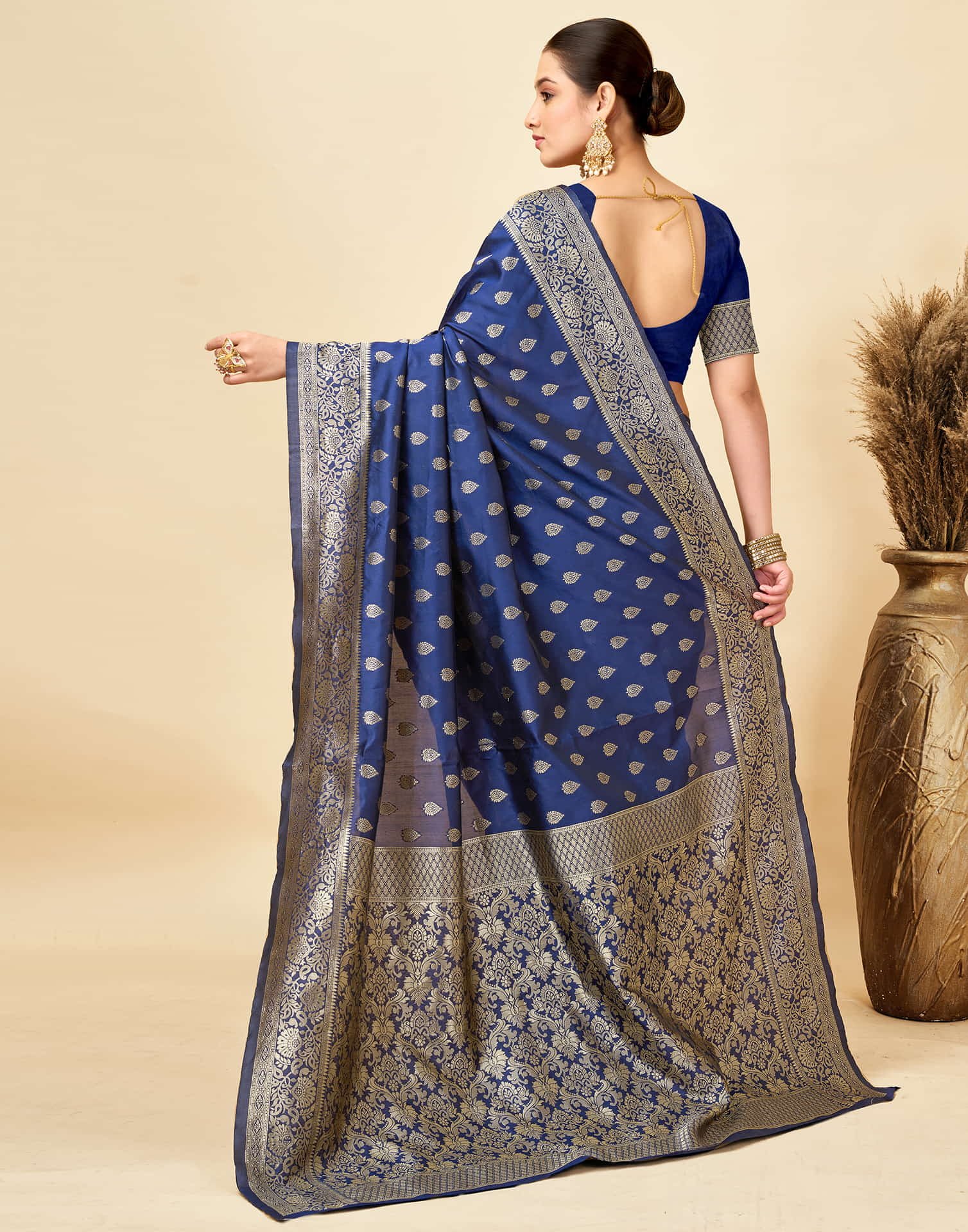 Navy Silk Woven Banarasi Saree