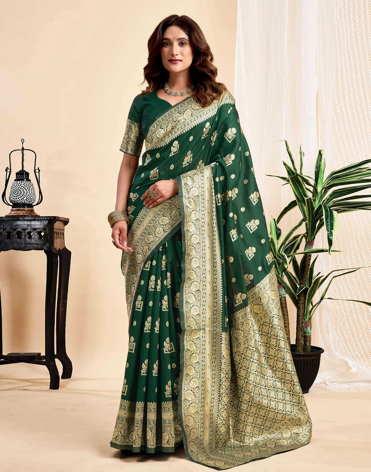 Green Silk Woven Banarasi Saree