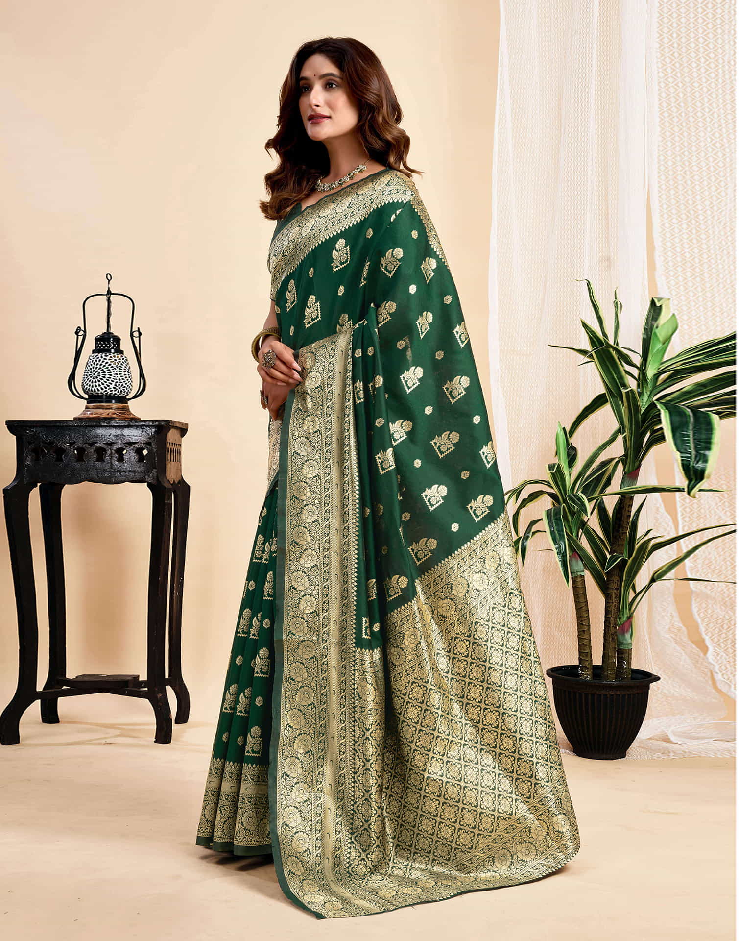 Green Silk Woven Banarasi Saree