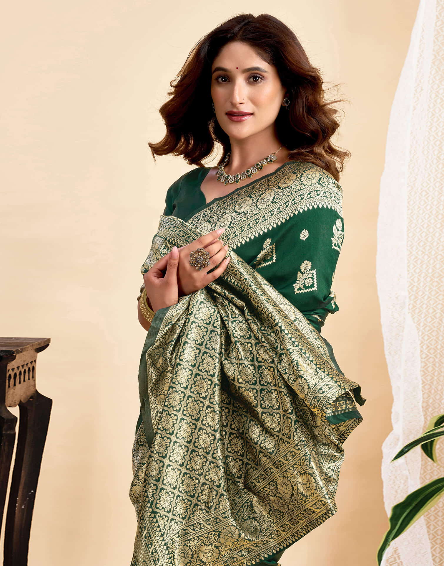 Green Silk Woven Banarasi Saree
