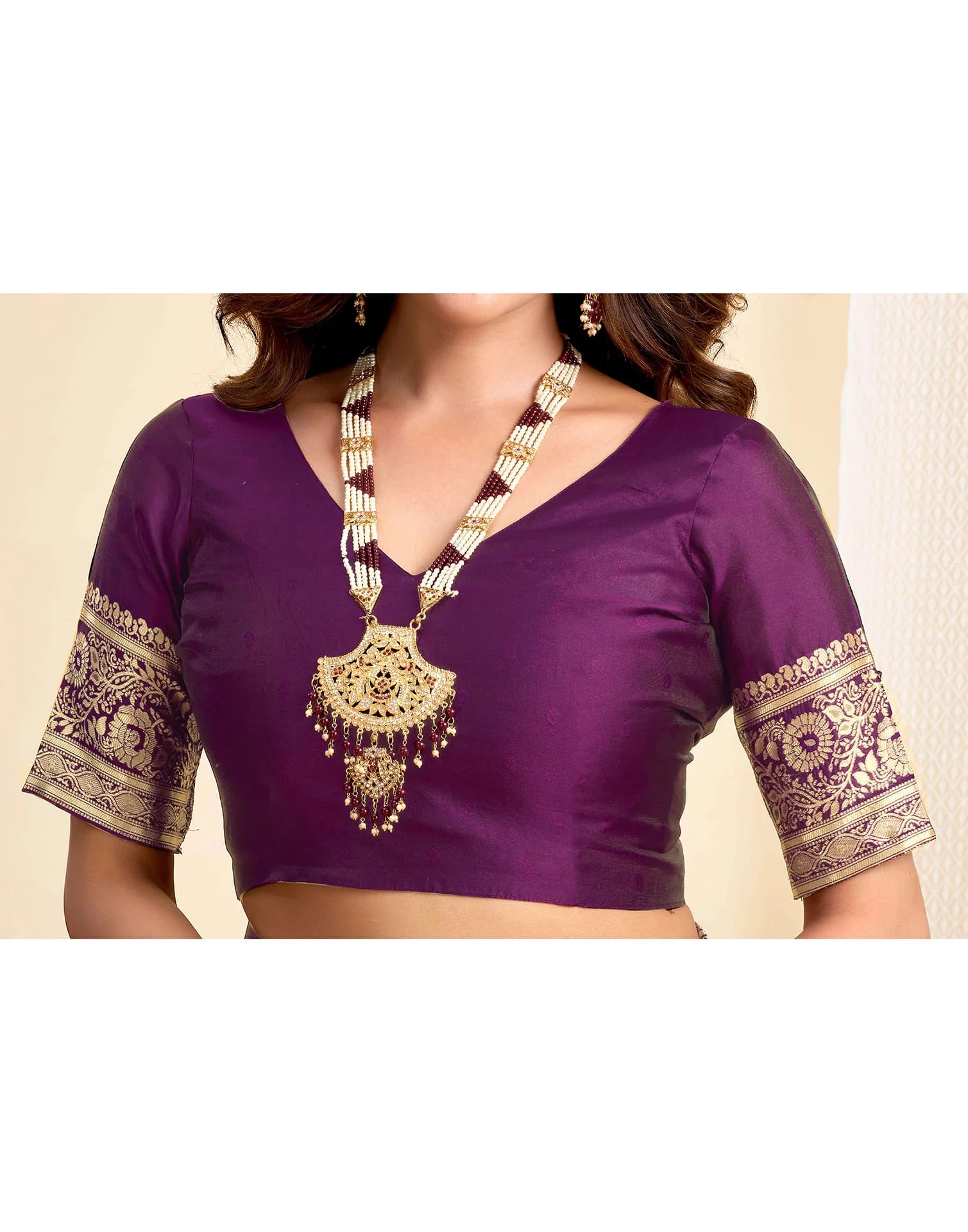 Wine Jaal Silk Woven Banarasi Saree