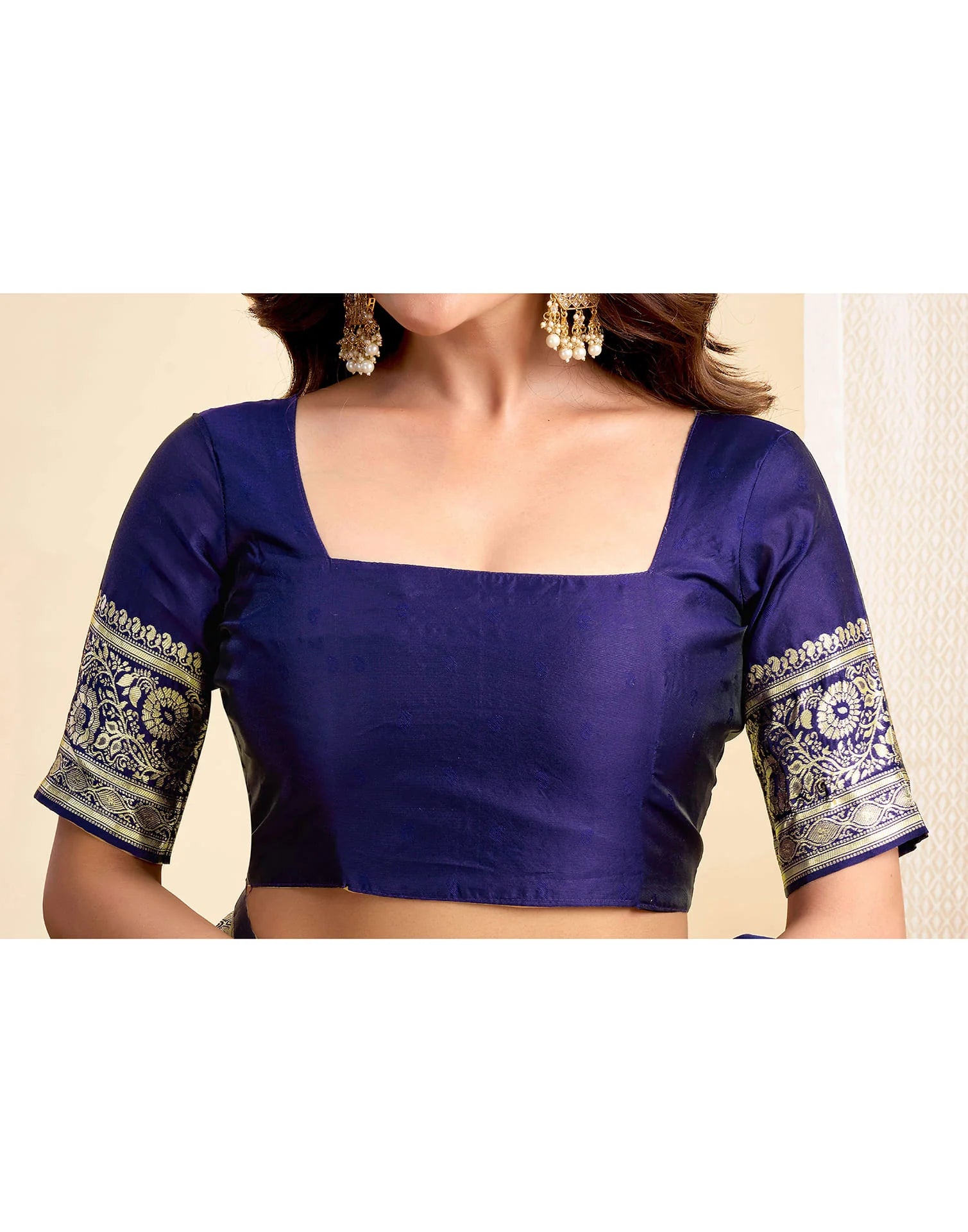 Navy Blue Jaal Silk Woven Banarasi Saree