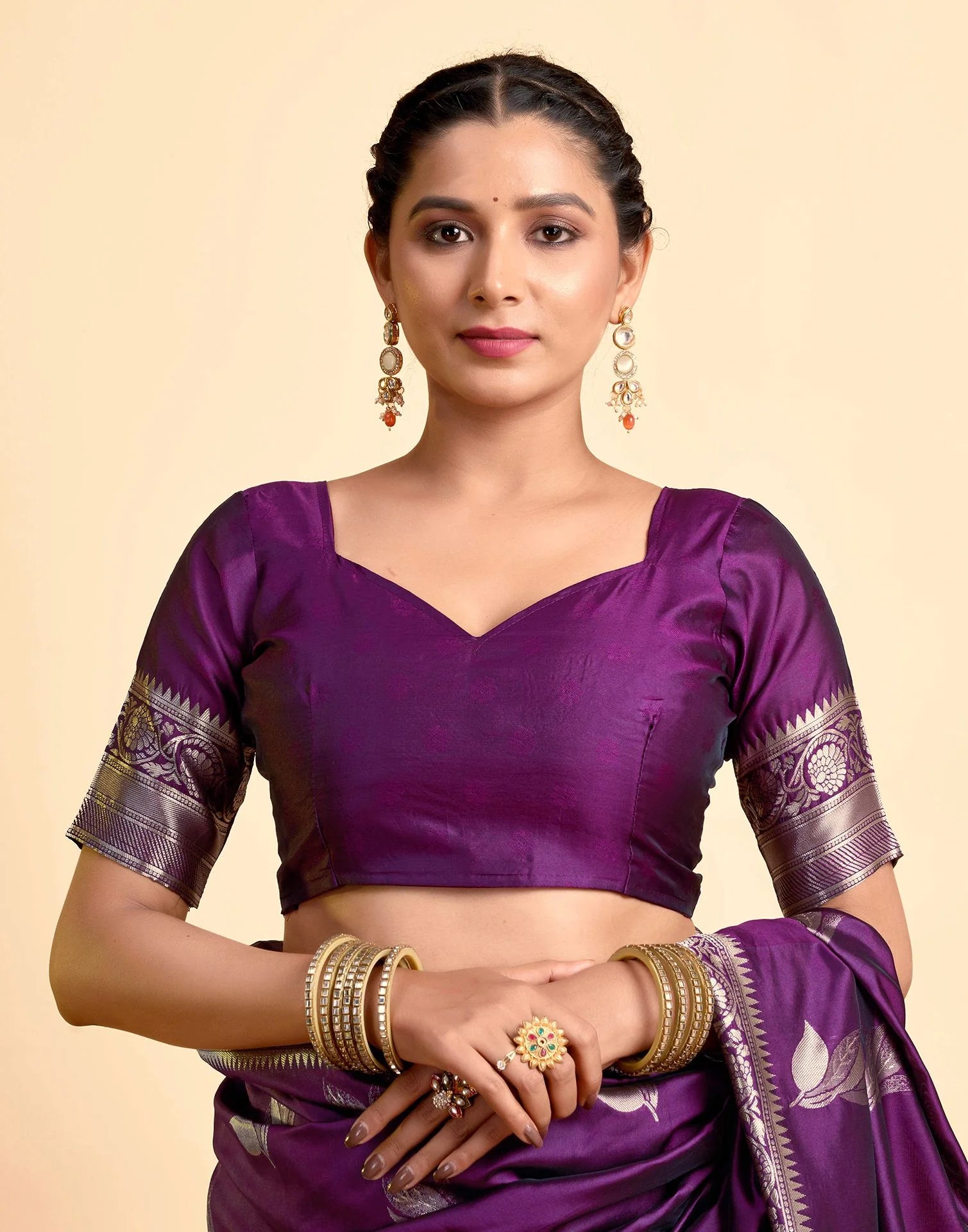 Wine Paan Silk Woven Banarasi Saree
