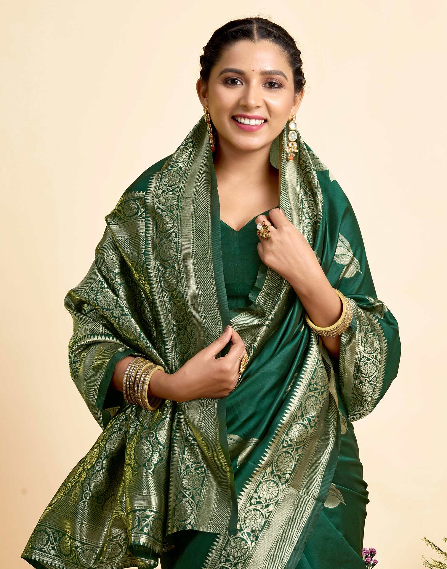 Green Paan Silk Woven Banarasi Saree