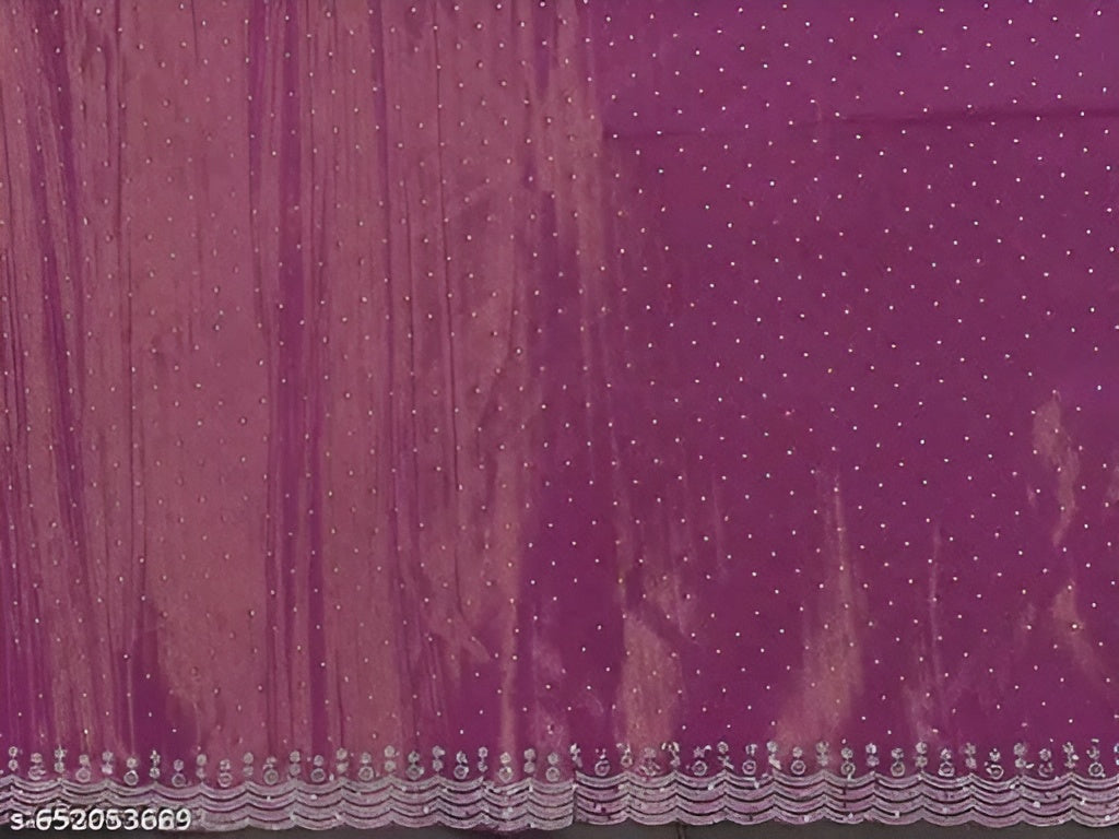 Purple Saree with Silver Embroidery Border