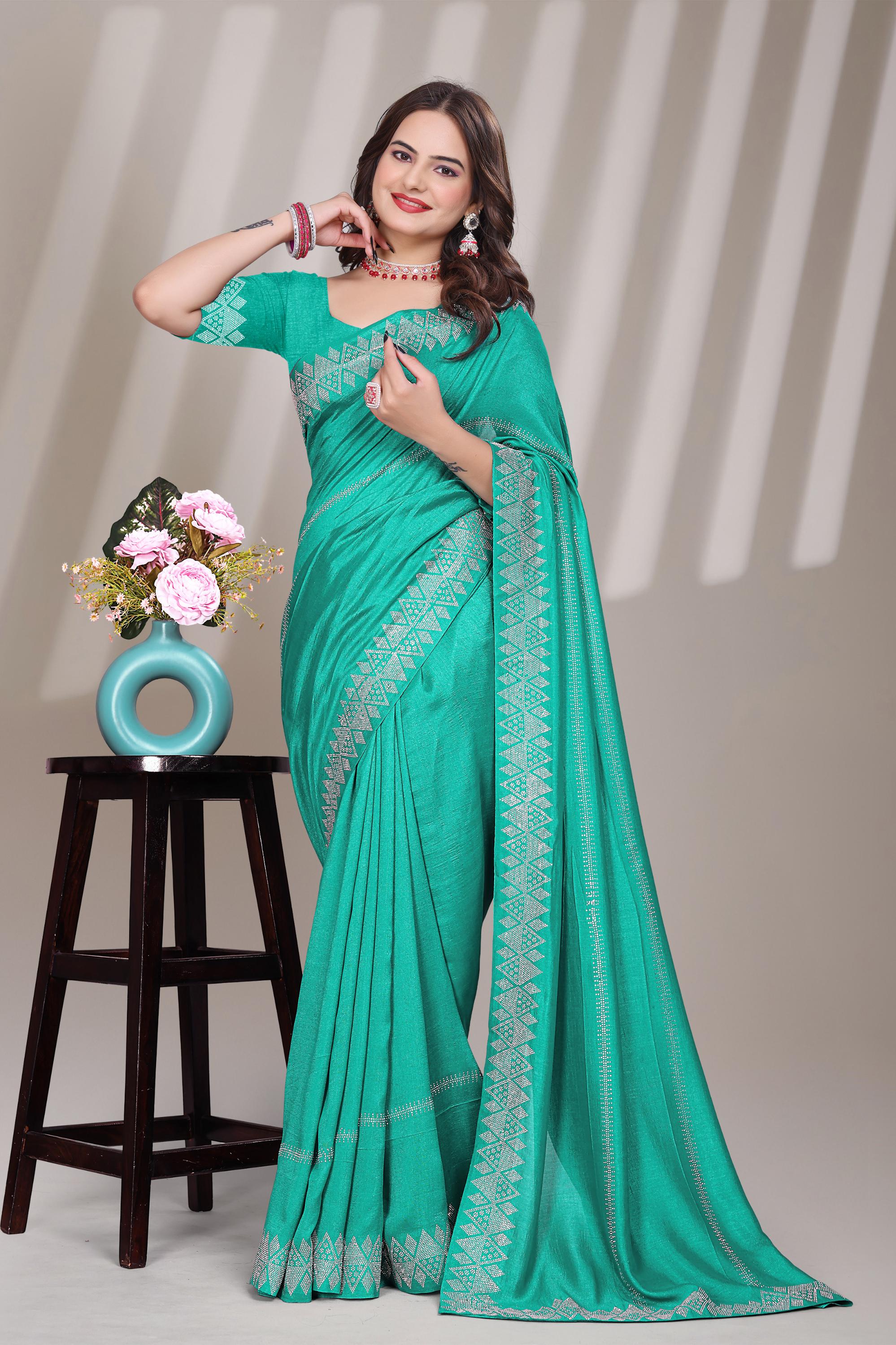 Rama Georgette Diamond Work Saree