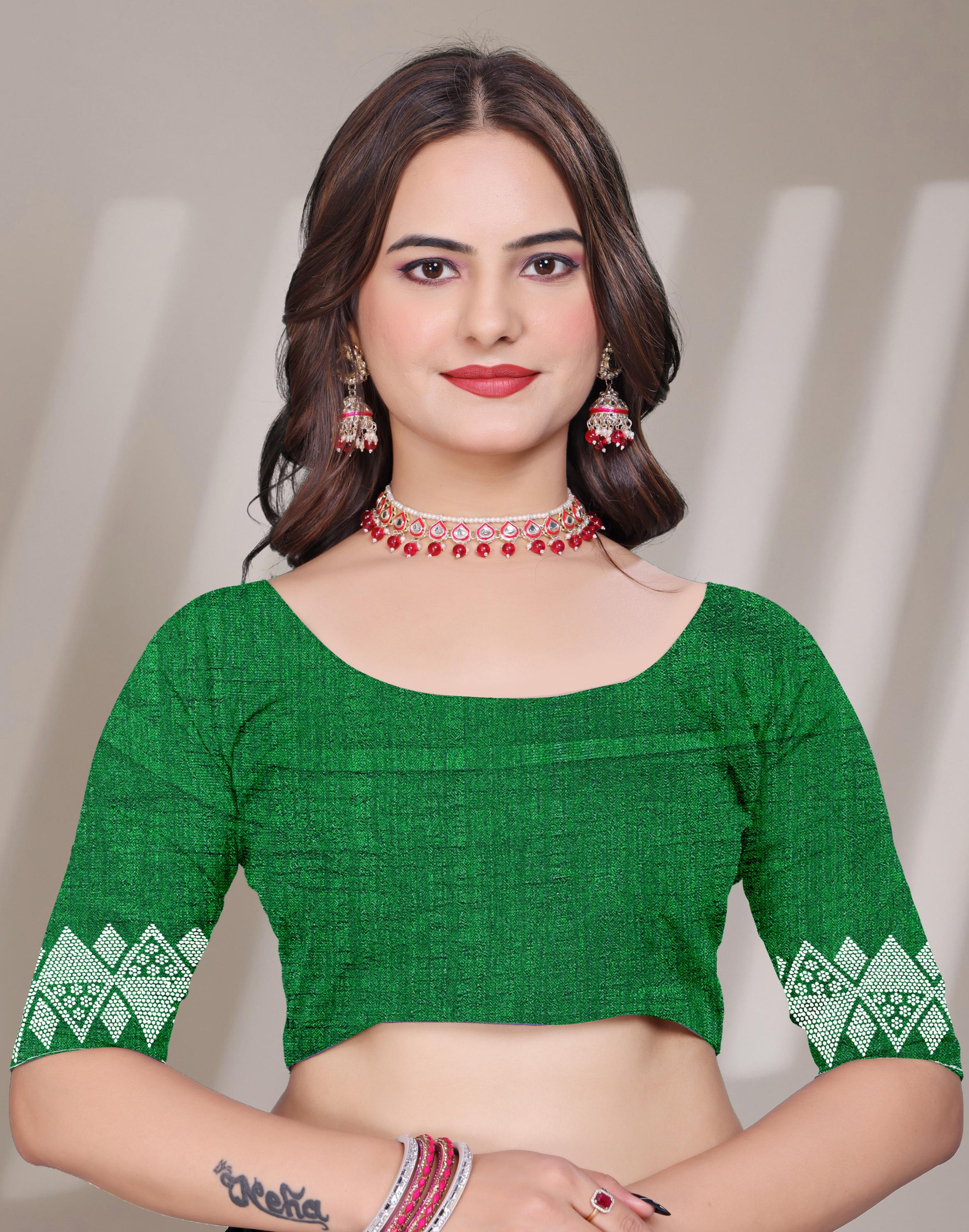 Green Georgette Diamond Work Saree