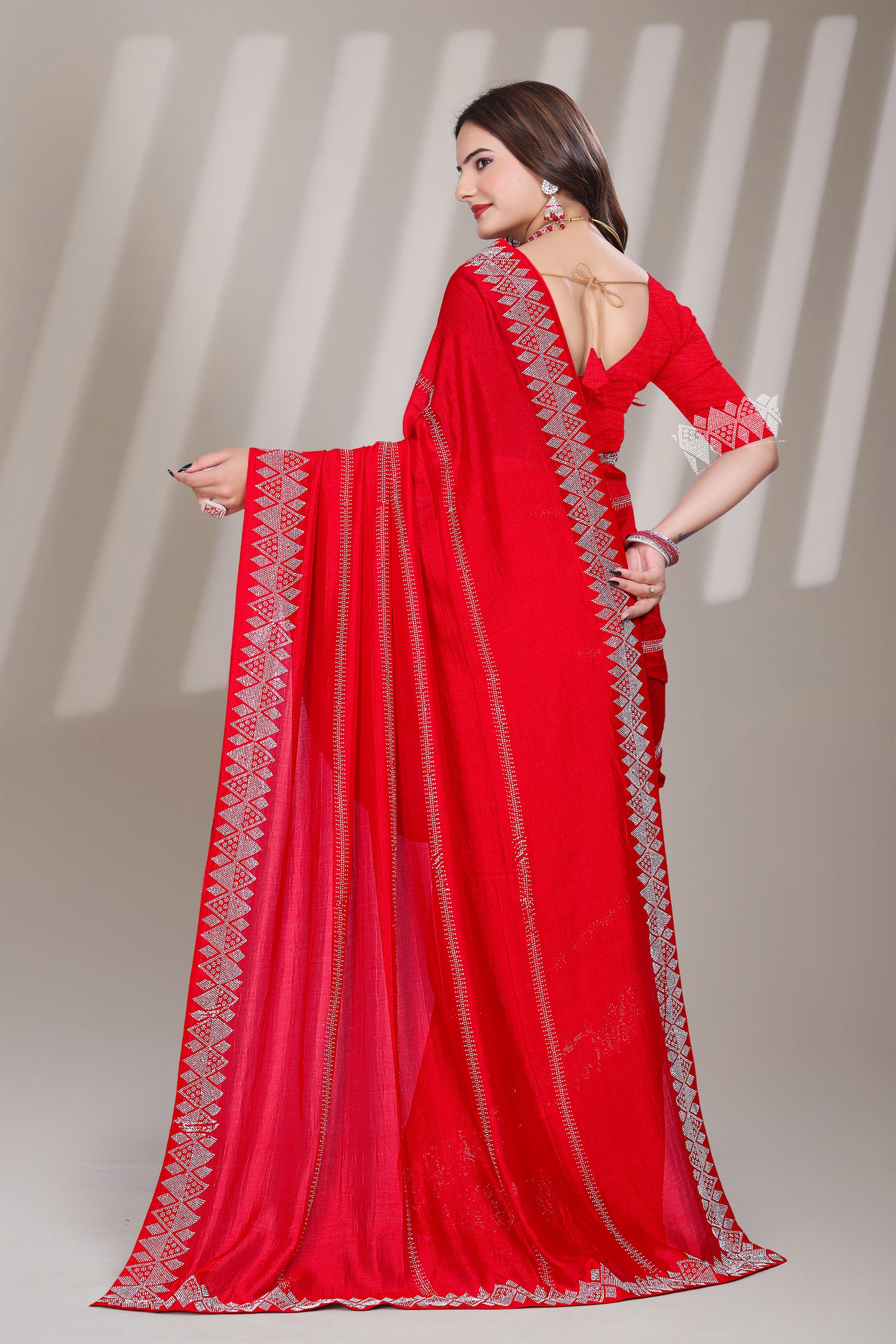 Ambar Red Saree
