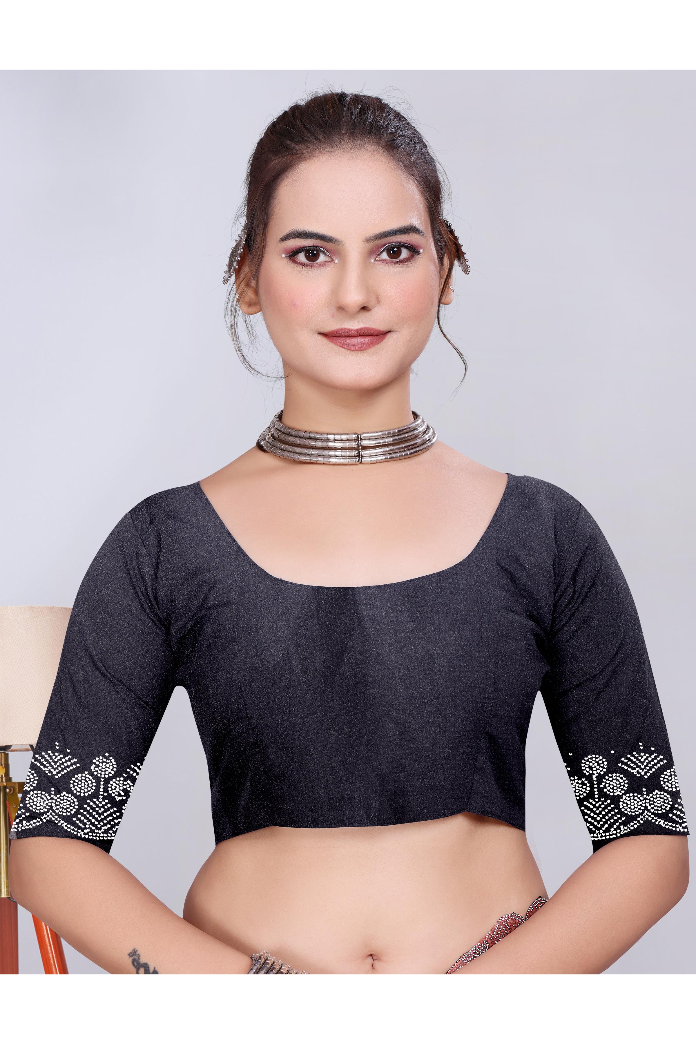 Charcoal Grey Diamond Work Chiffon Designer Saree