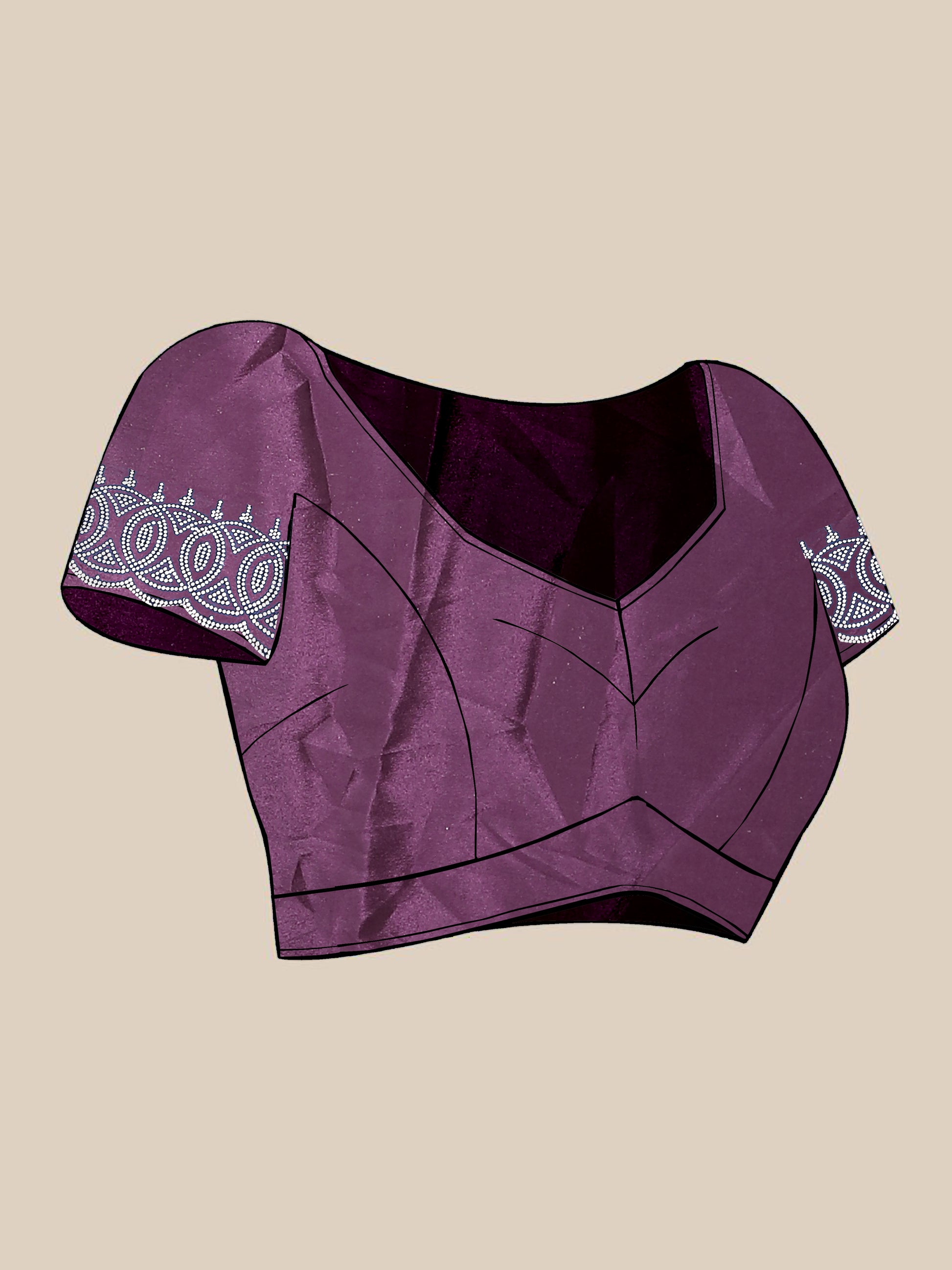 BEAUTIFUL DIAMOND WORK CREPE SAREE WITH BLOUSE