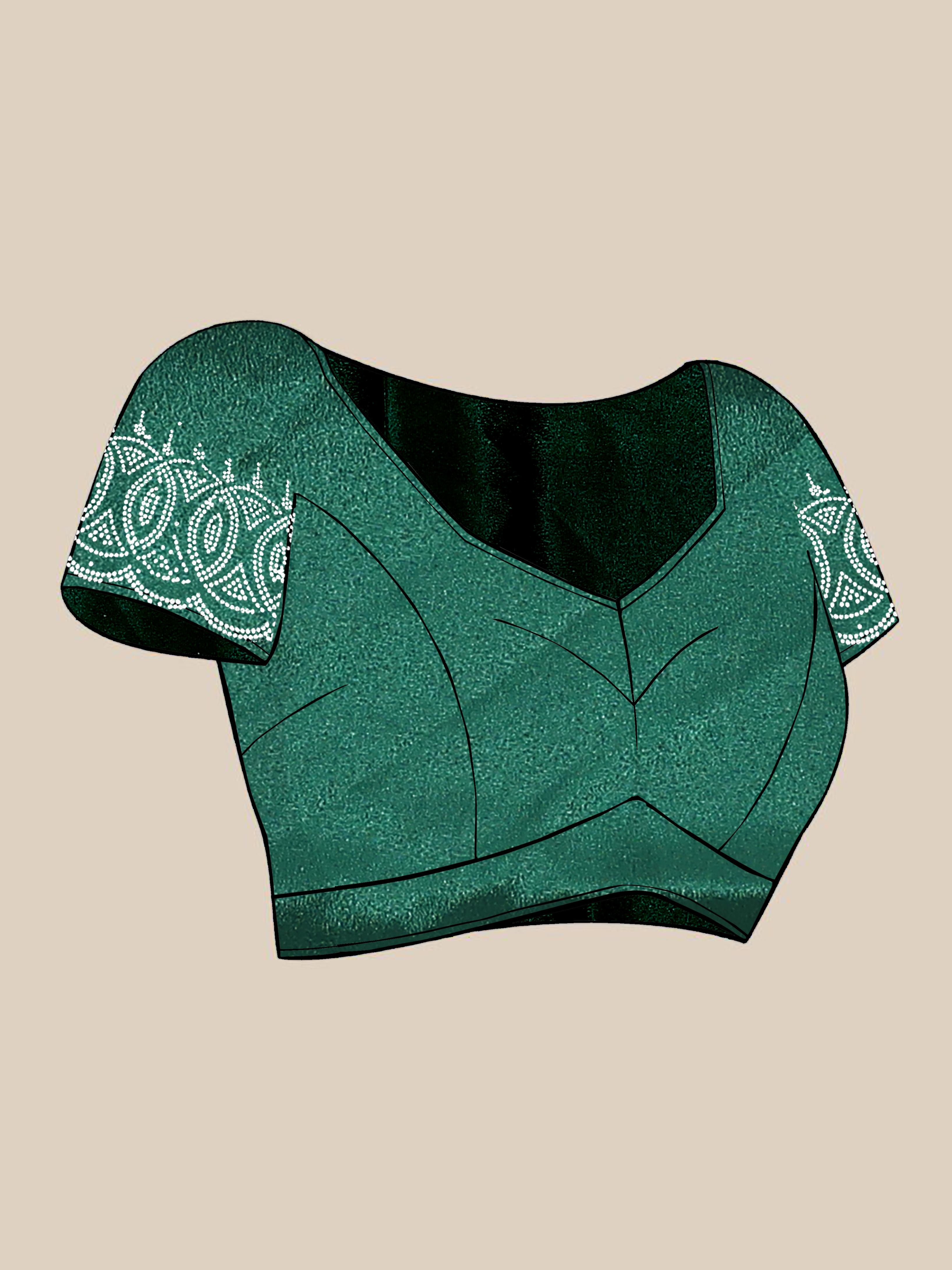 Bottle Green Georgette Diamond Work Party Wear Saree
