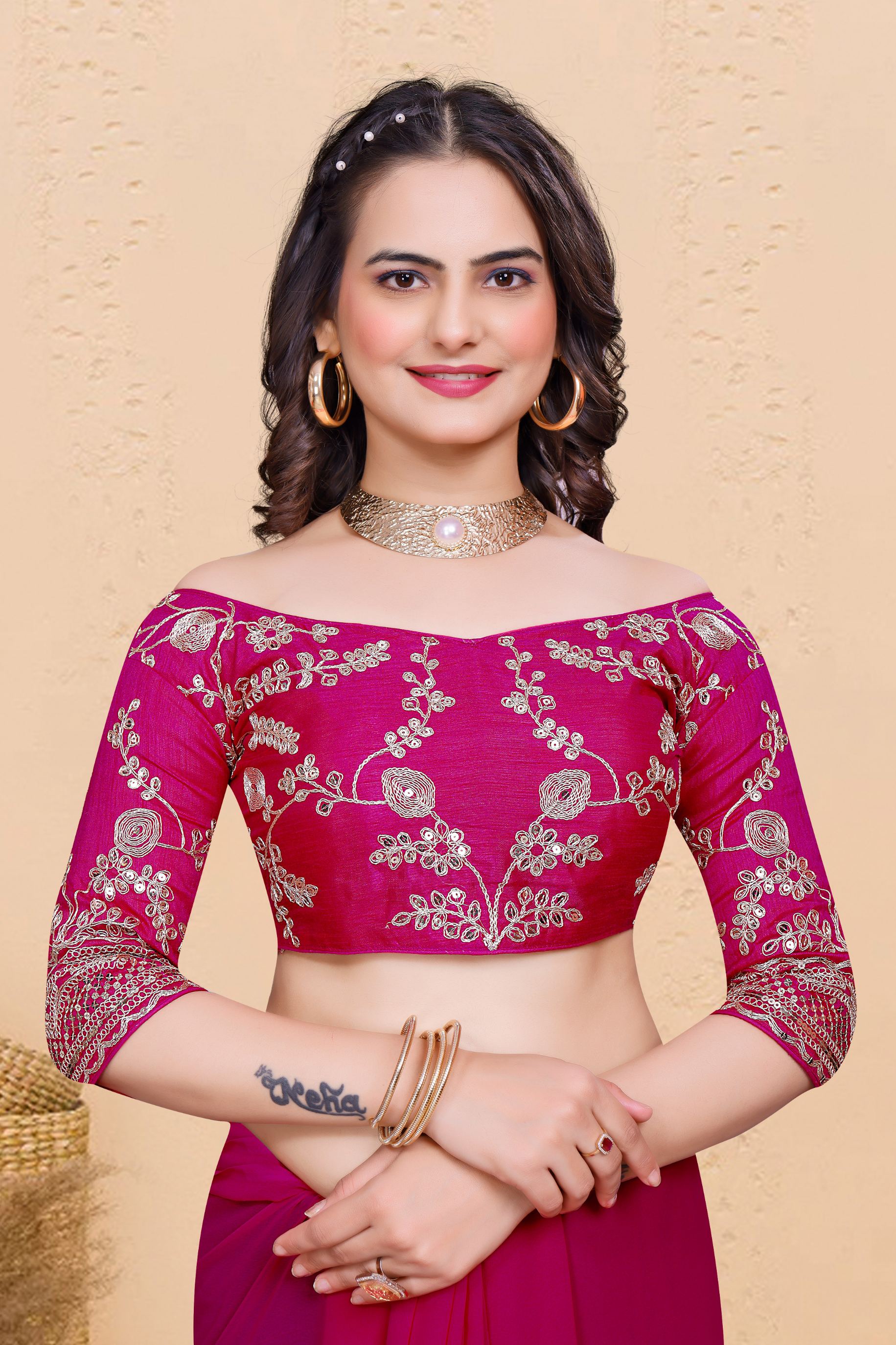 Rani Soft Georgette Sequence Butti & Heavy Lace Border Saree
