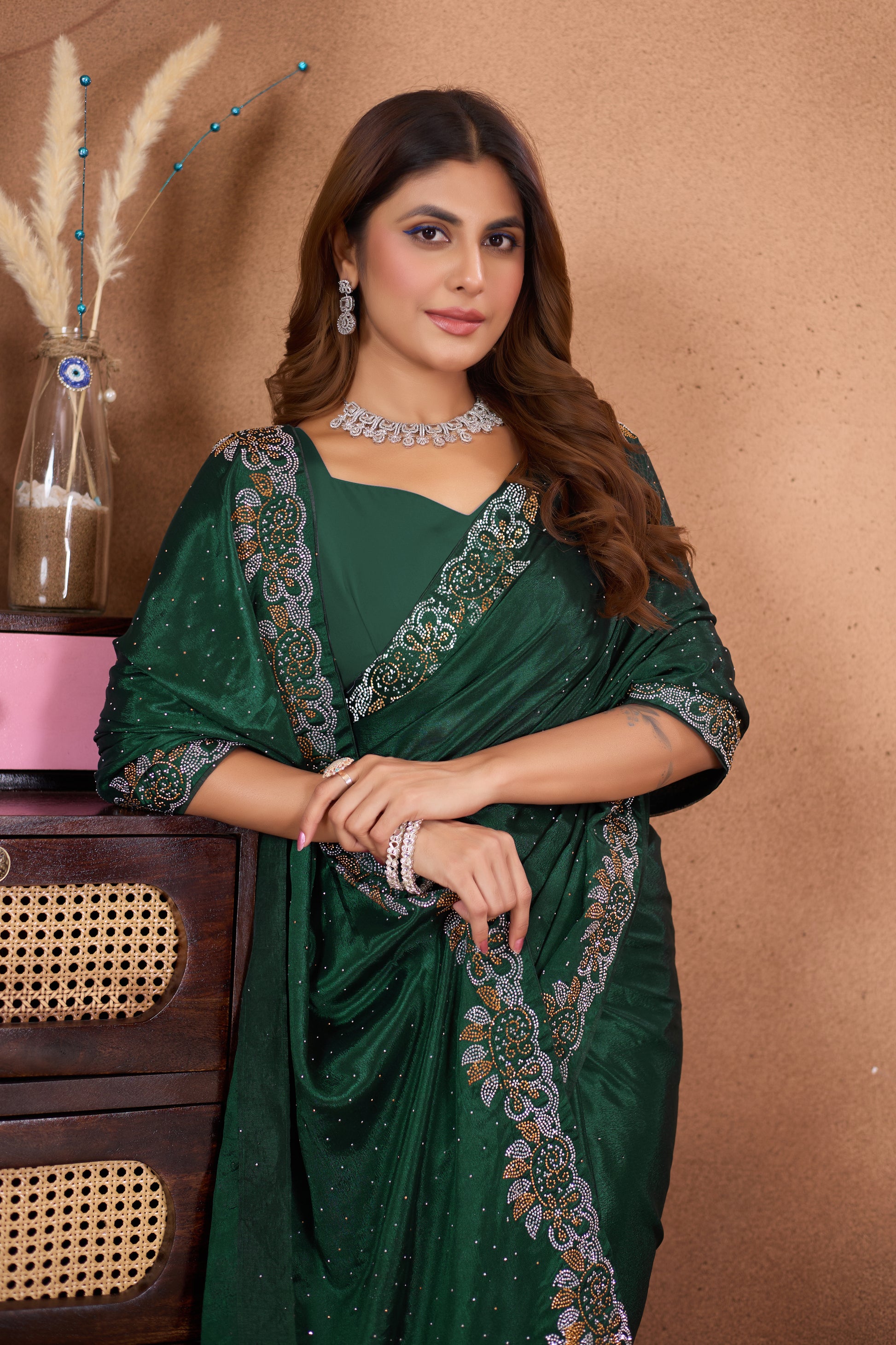 Zegoom Diamond work Traditional Fancy Saree