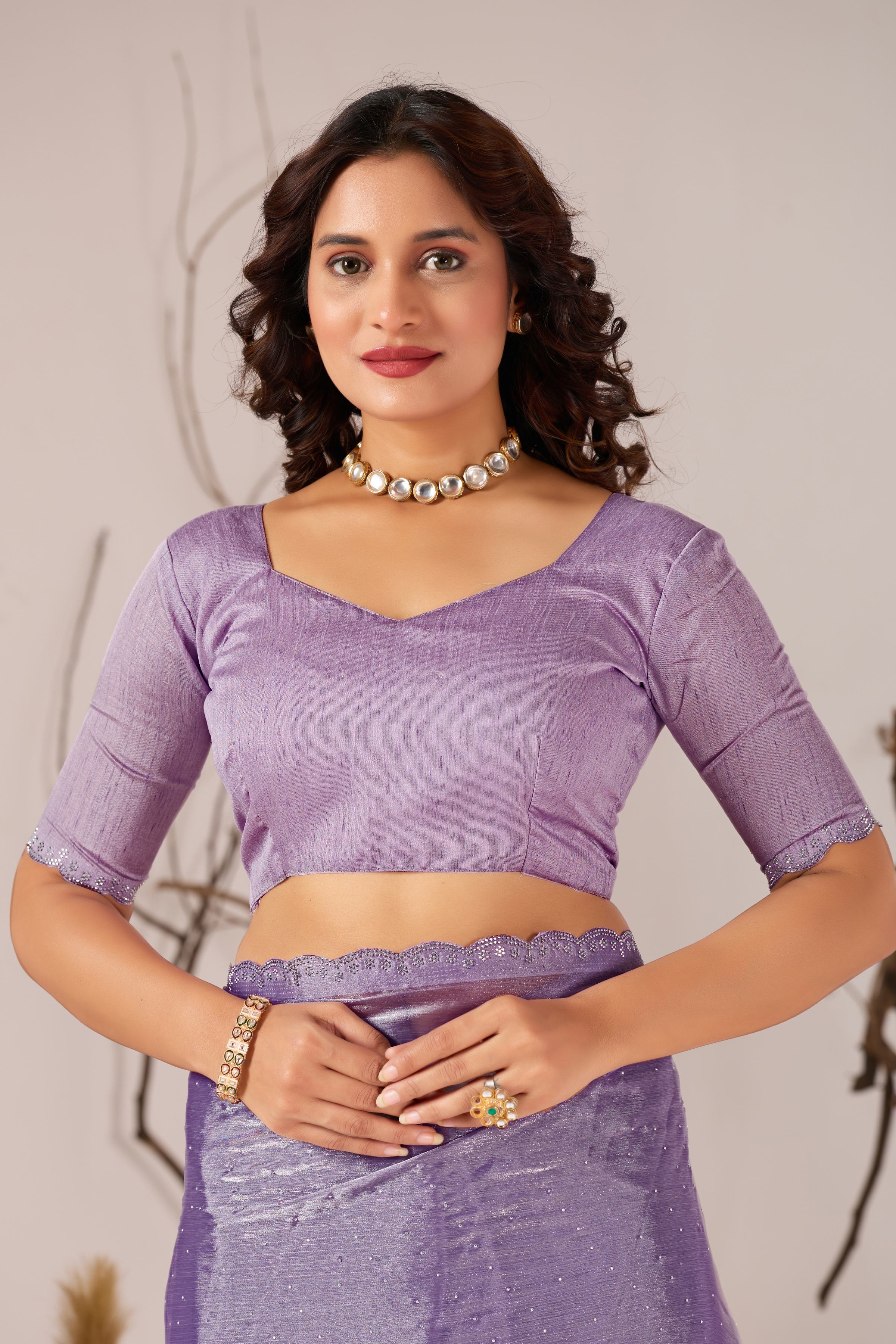 Lavender Jimmy Choo Shimmer Designer Saree