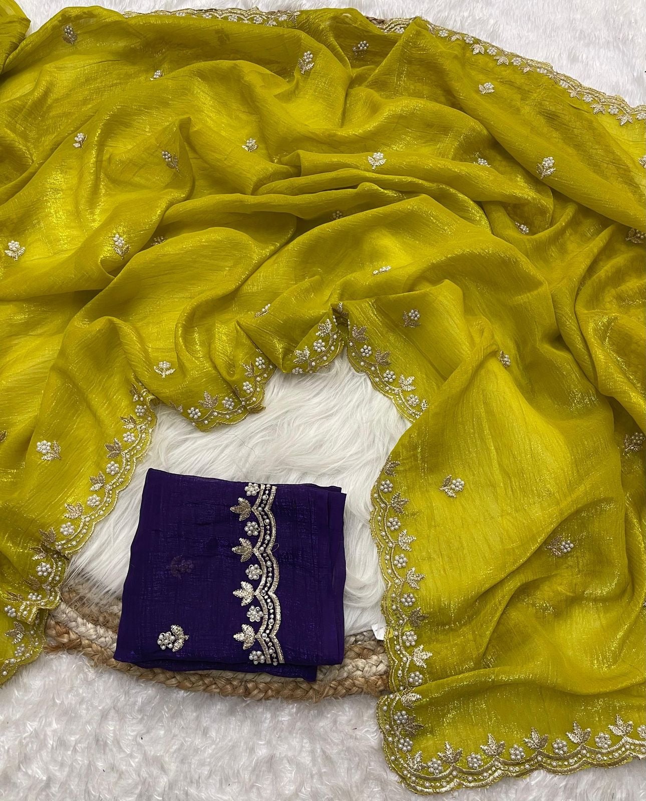Buy Crunchy Chiffon Saree Online – Party Wear Embroidery Saree | Zegoom Sarees