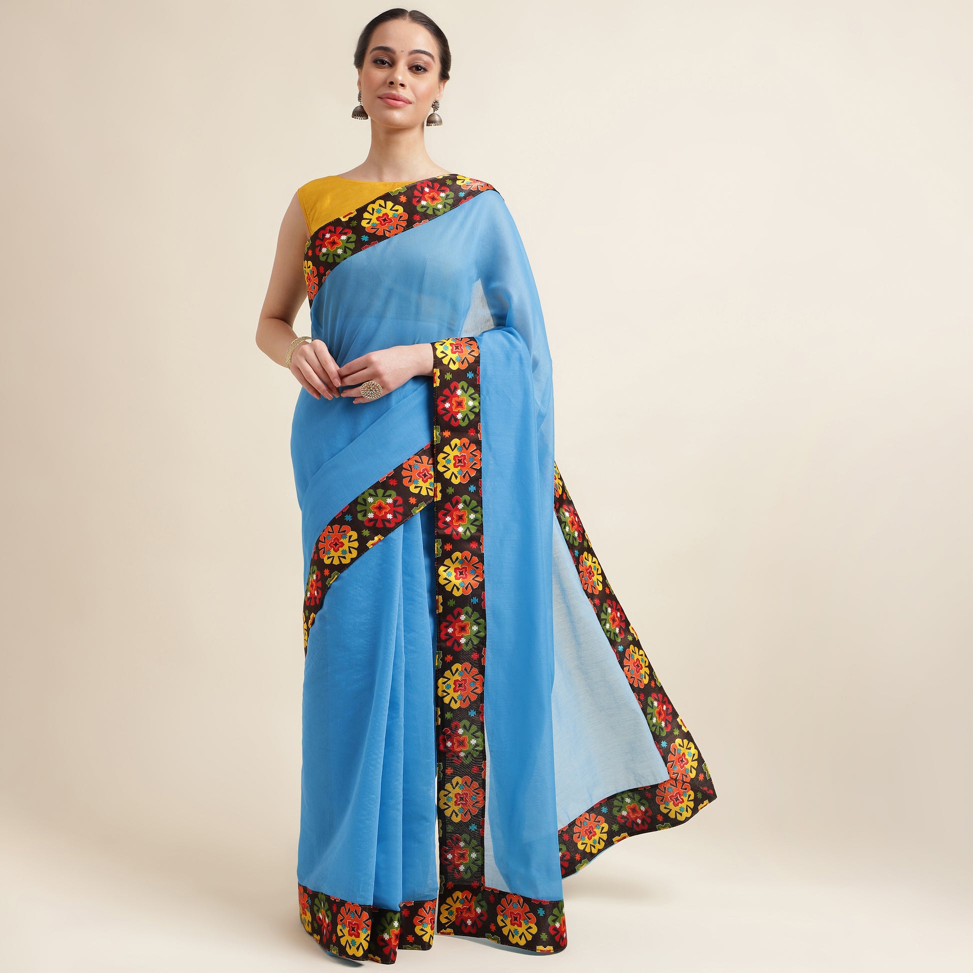 Chanderi Cotton Lace Border Saree