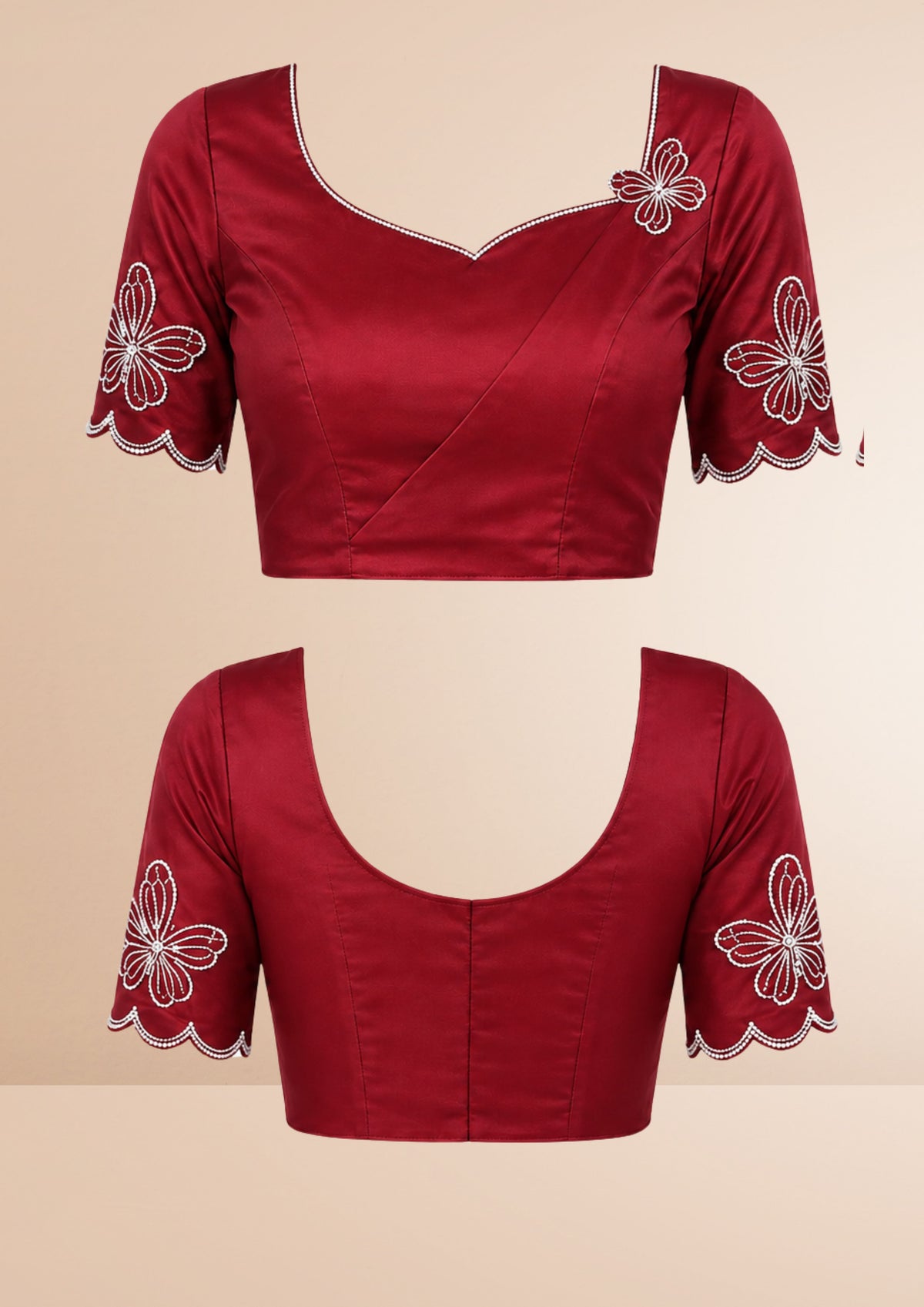 Maroon Butterfly Swarovski Stone Work Saree
