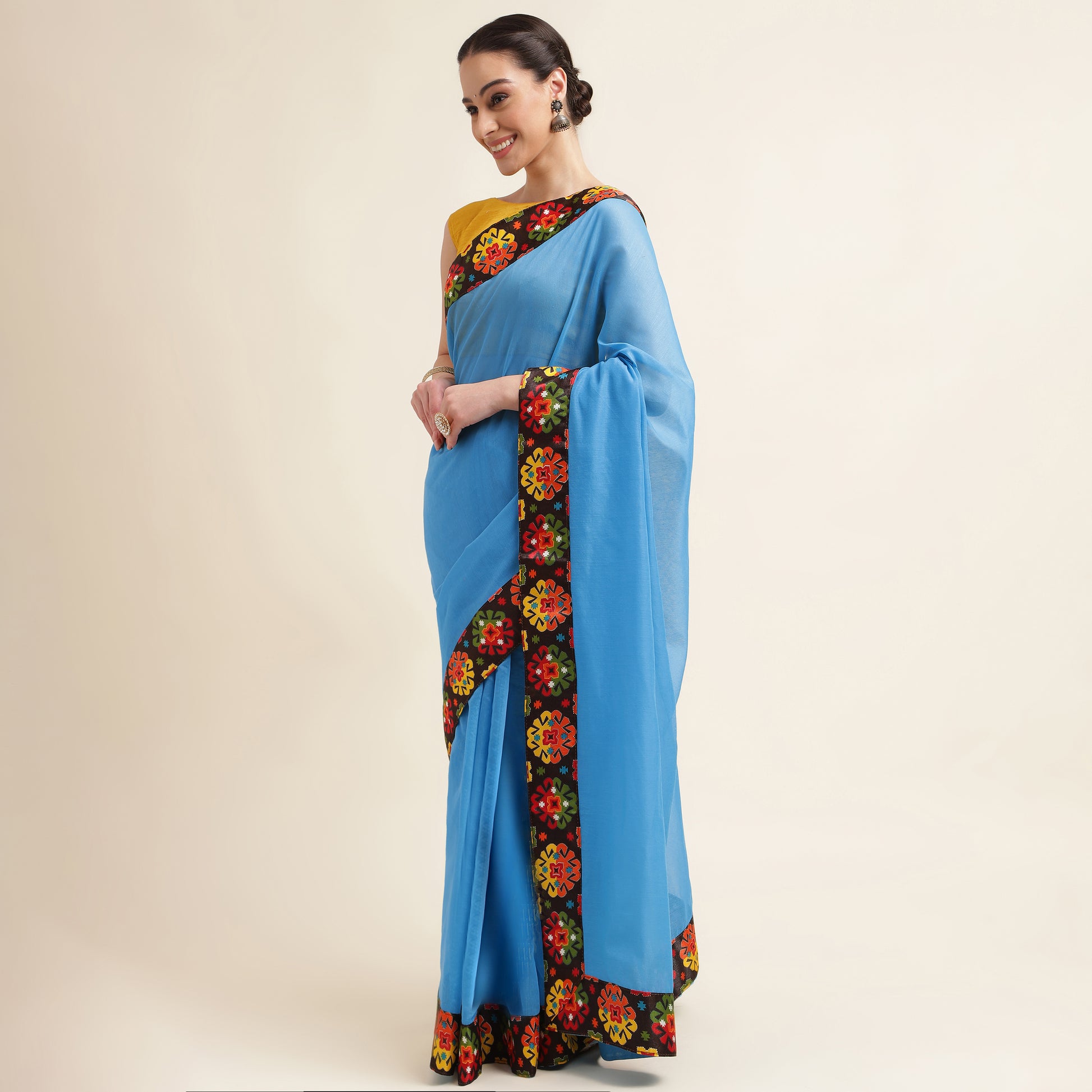 Chanderi Cotton Lace Border Saree