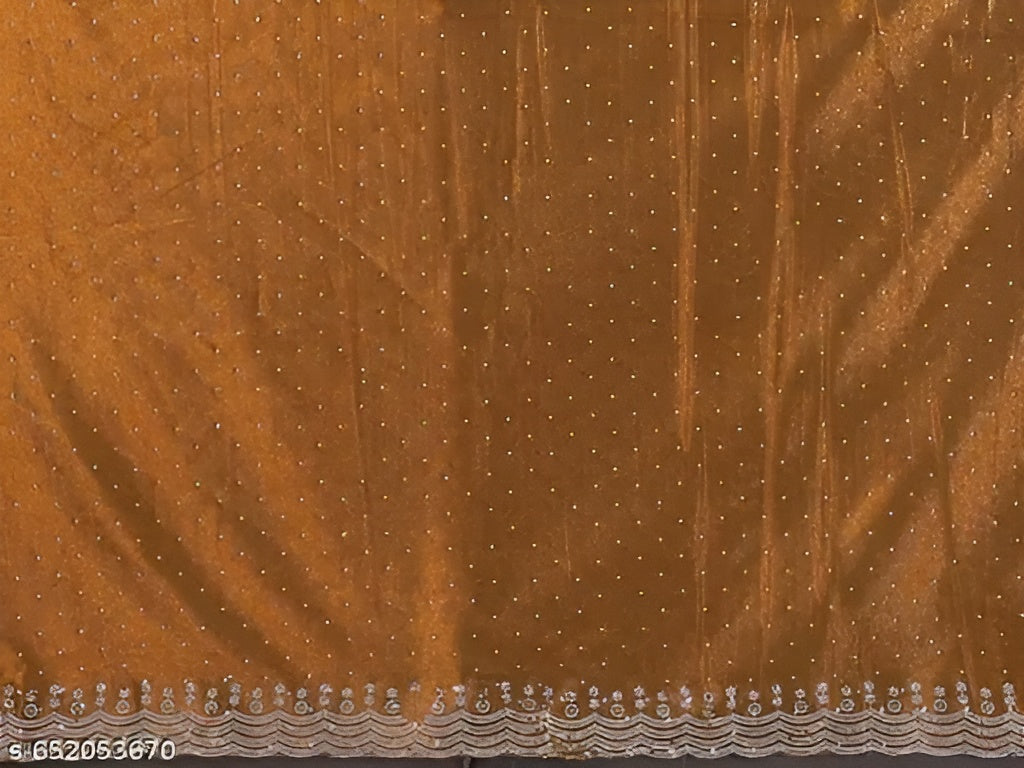 Mustard Golden Saree with Silver Embroidery Border
