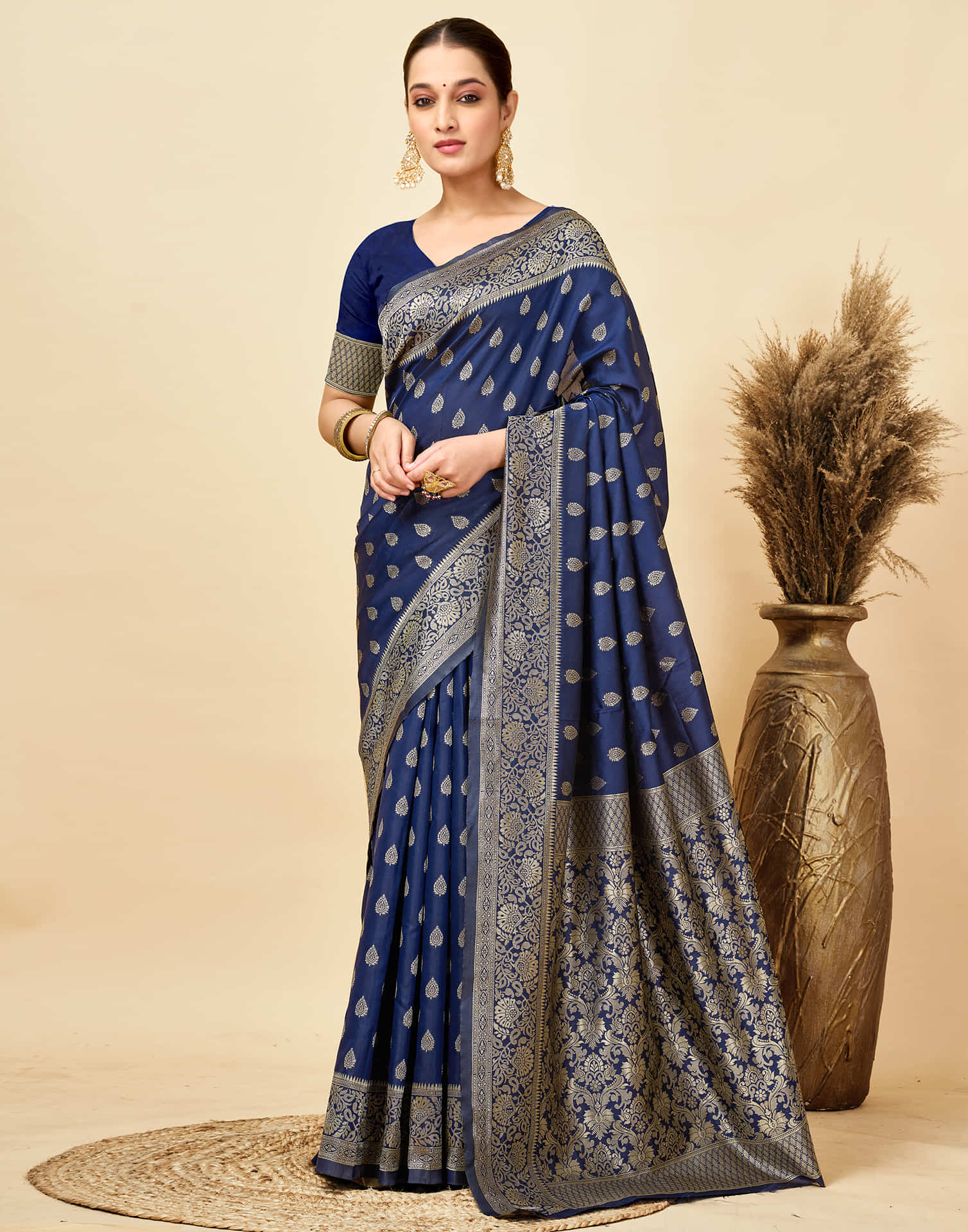 Navy Silk Woven Banarasi Saree
