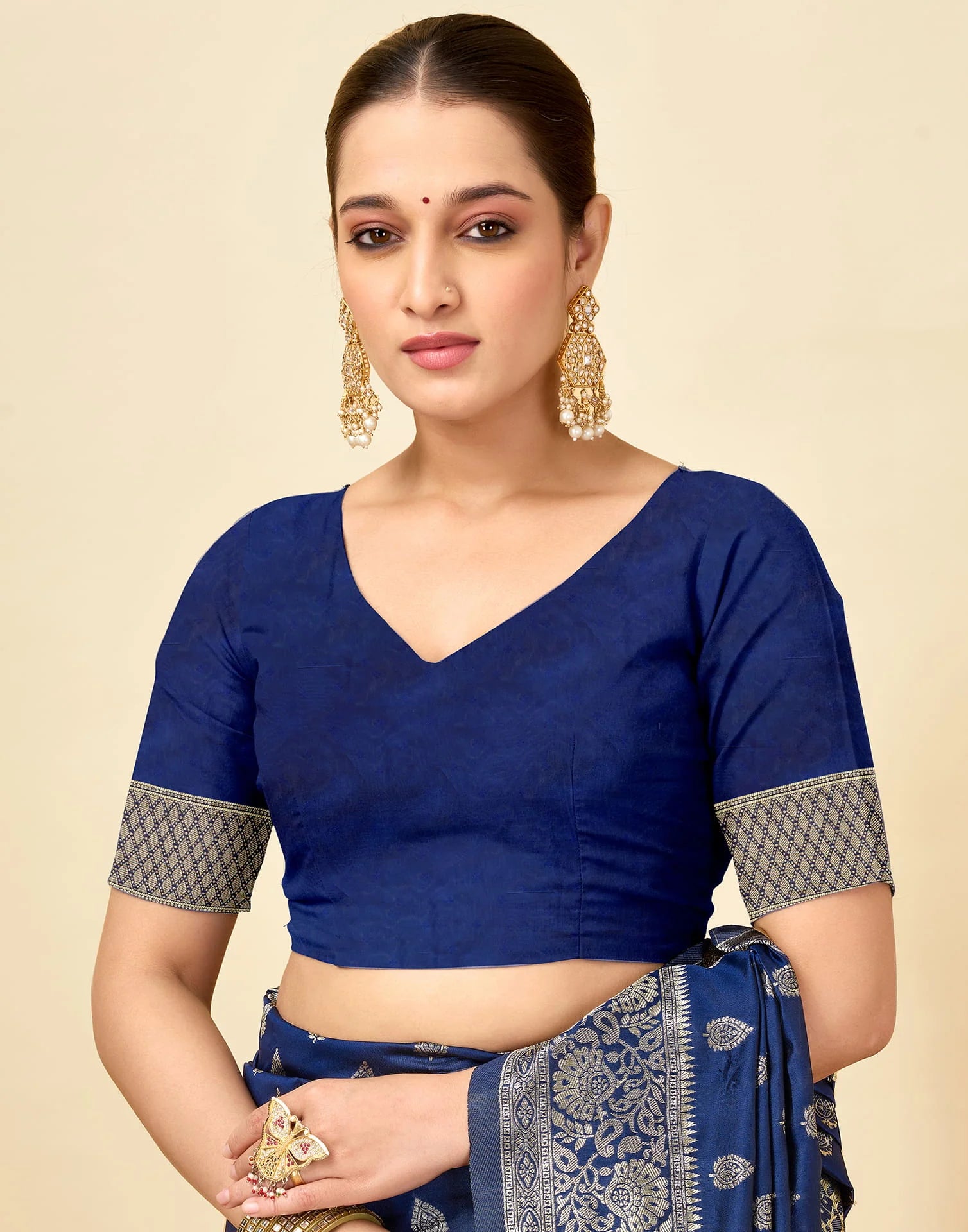 Navy Silk Woven Banarasi Saree