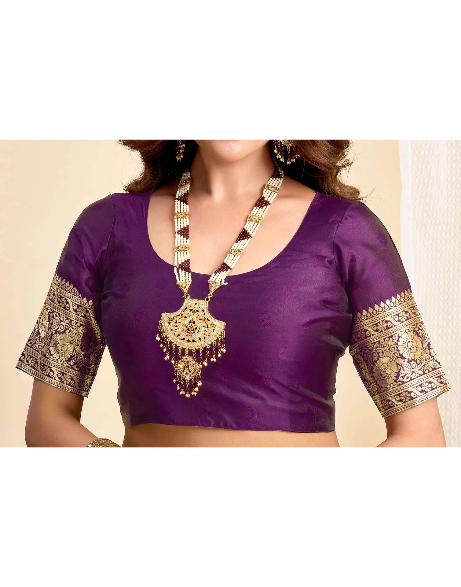 WIne Silk Woven Banarasi Saree