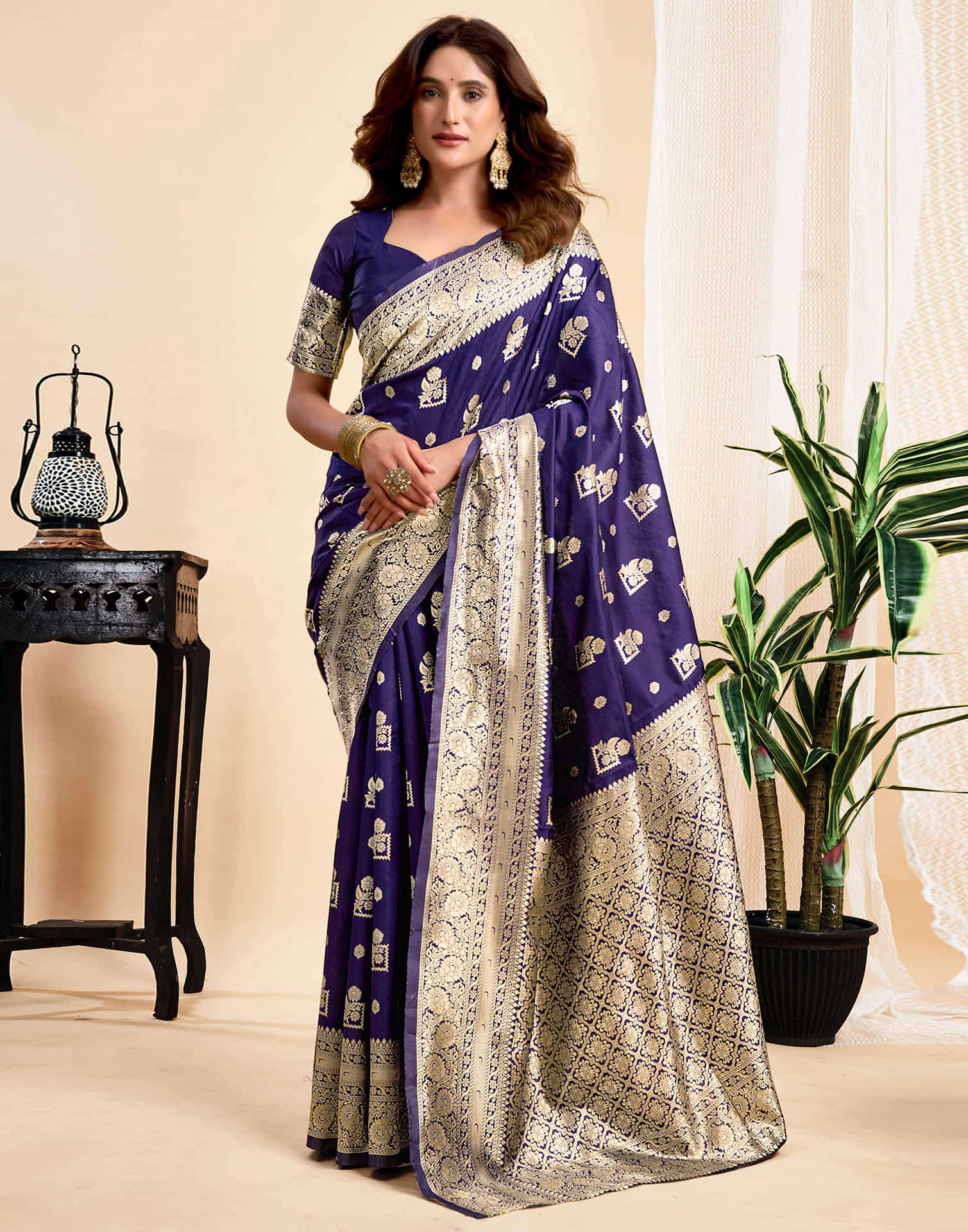 Blue Silk  Woven Banarasi Saree