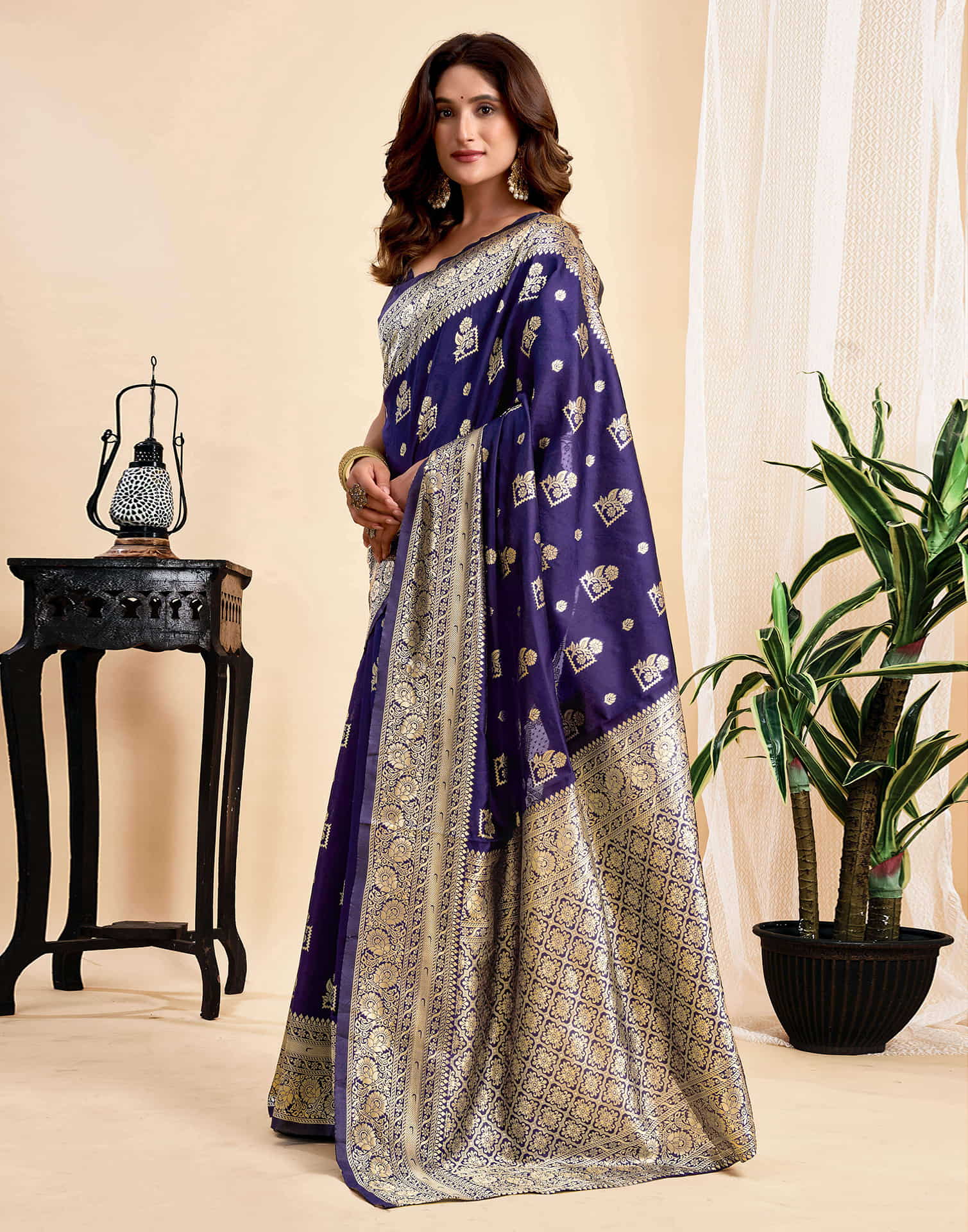 Blue Silk  Woven Banarasi Saree