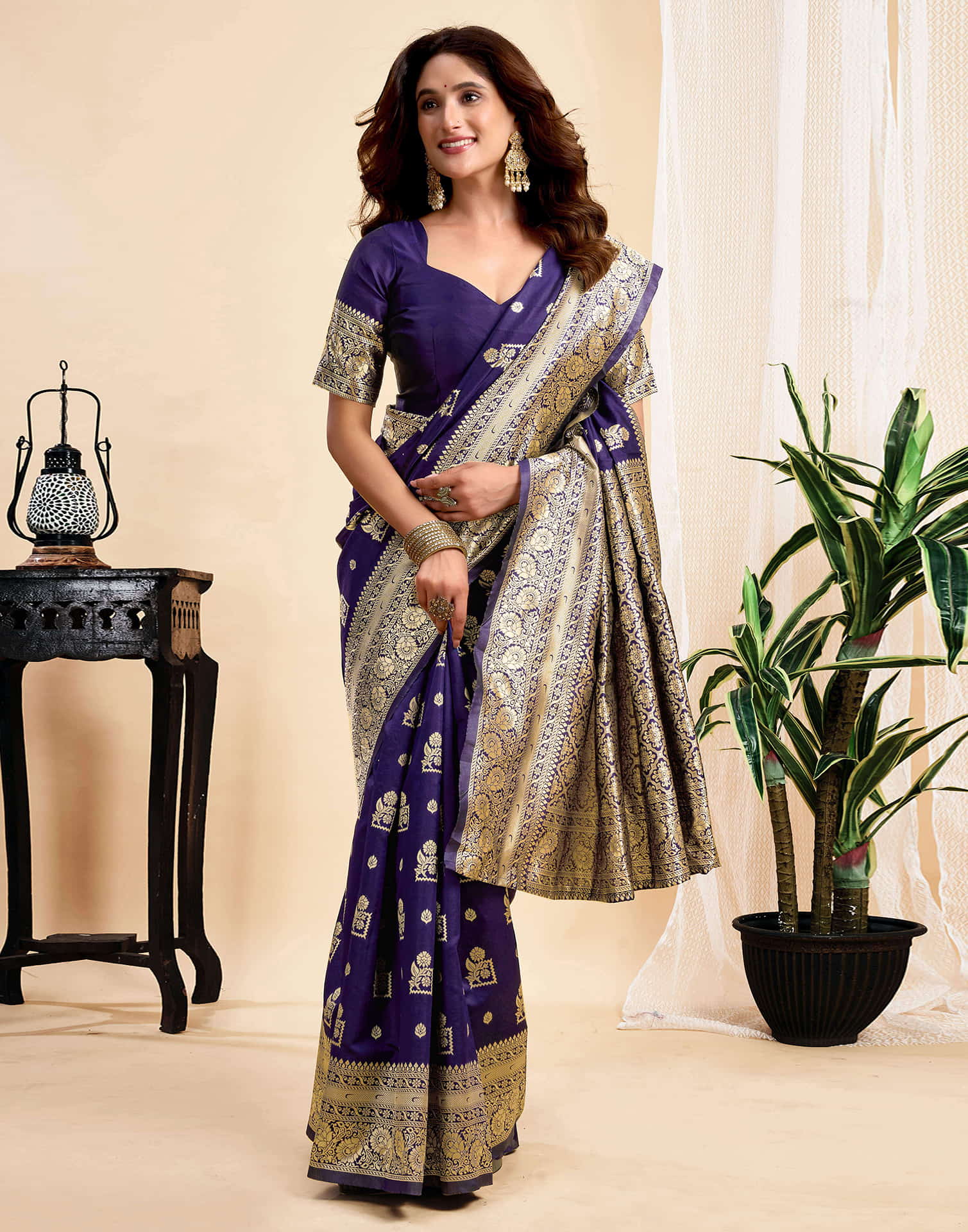 Blue Silk  Woven Banarasi Saree