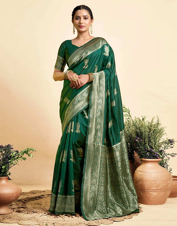 Green Paan Silk Woven Banarasi Saree