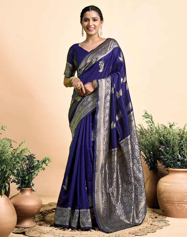 Navy Paan Silk Woven Banarasi Saree
