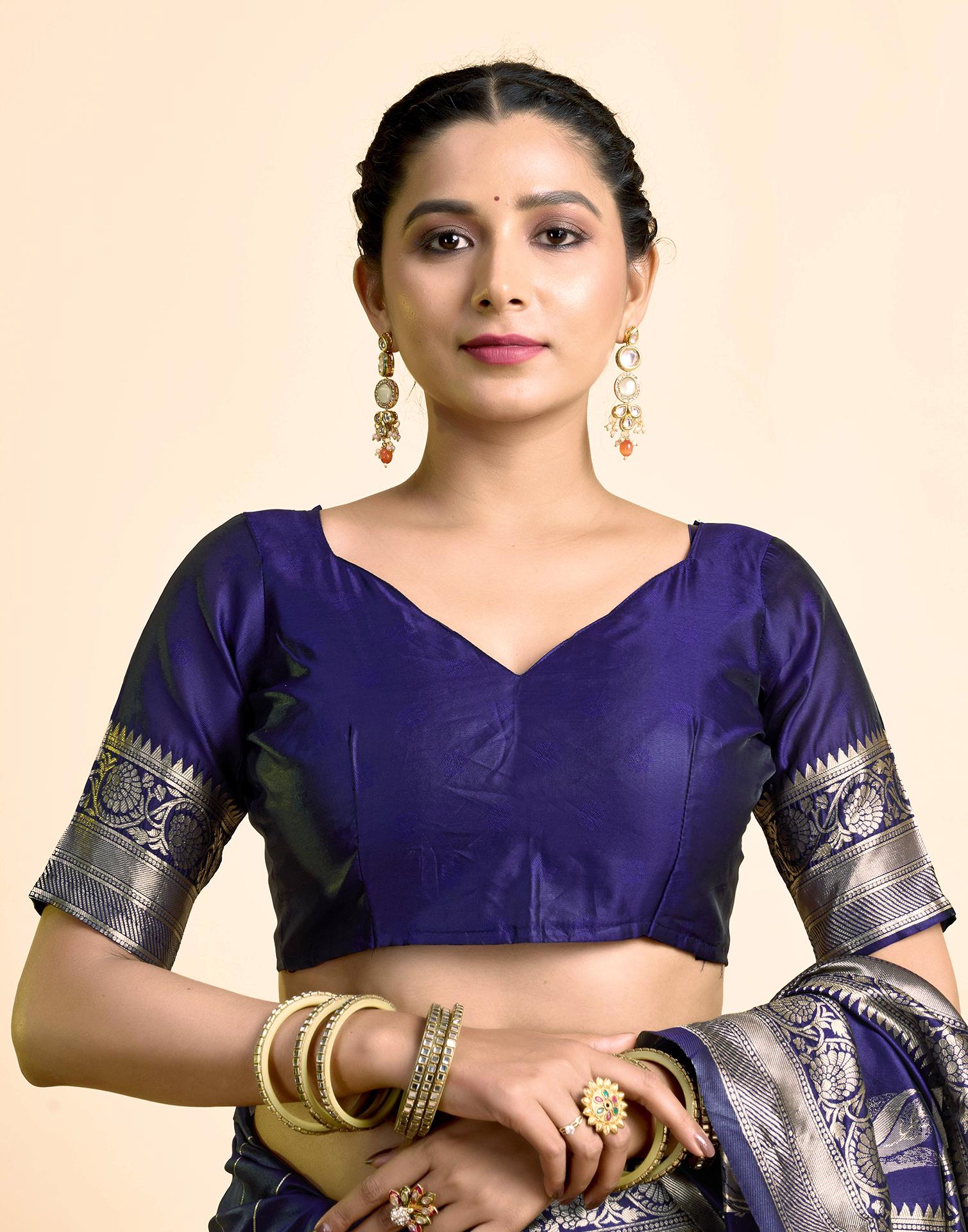 Navy Paan Silk Woven Banarasi Saree