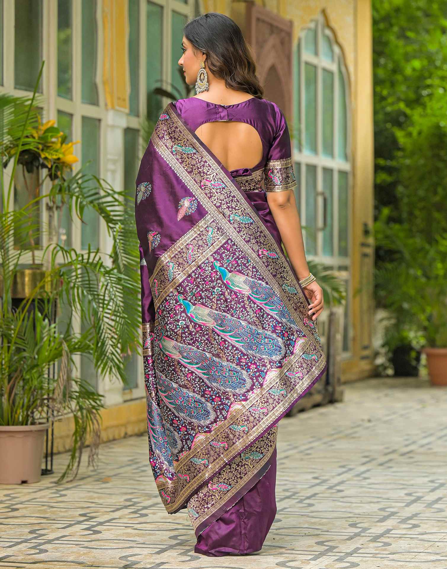 Wine Mor Silk Woven Banarasi Saree
