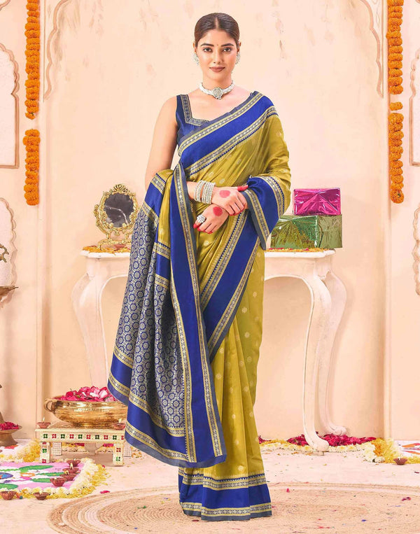 Yellow Silk Floral dot Woven Banarasi Saree
