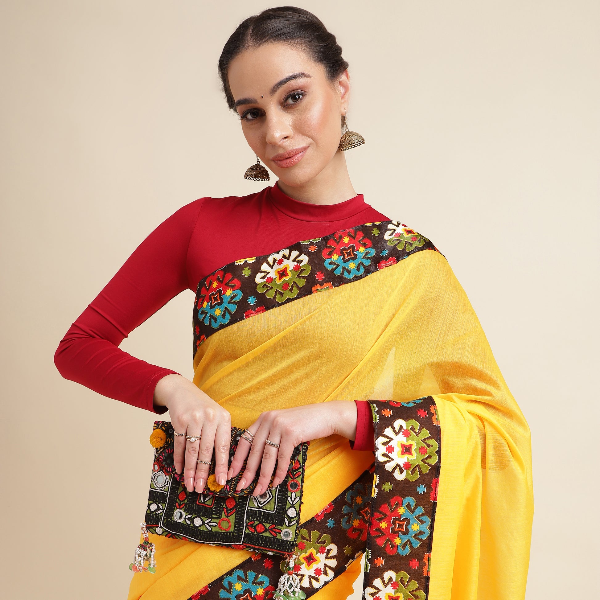 Chanderi Cotton Woven Design Lace Border Sarees with Blouse Piece
