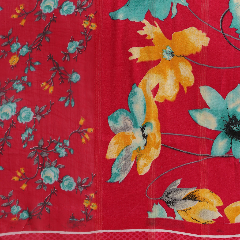 Red Printed Georgette Saree