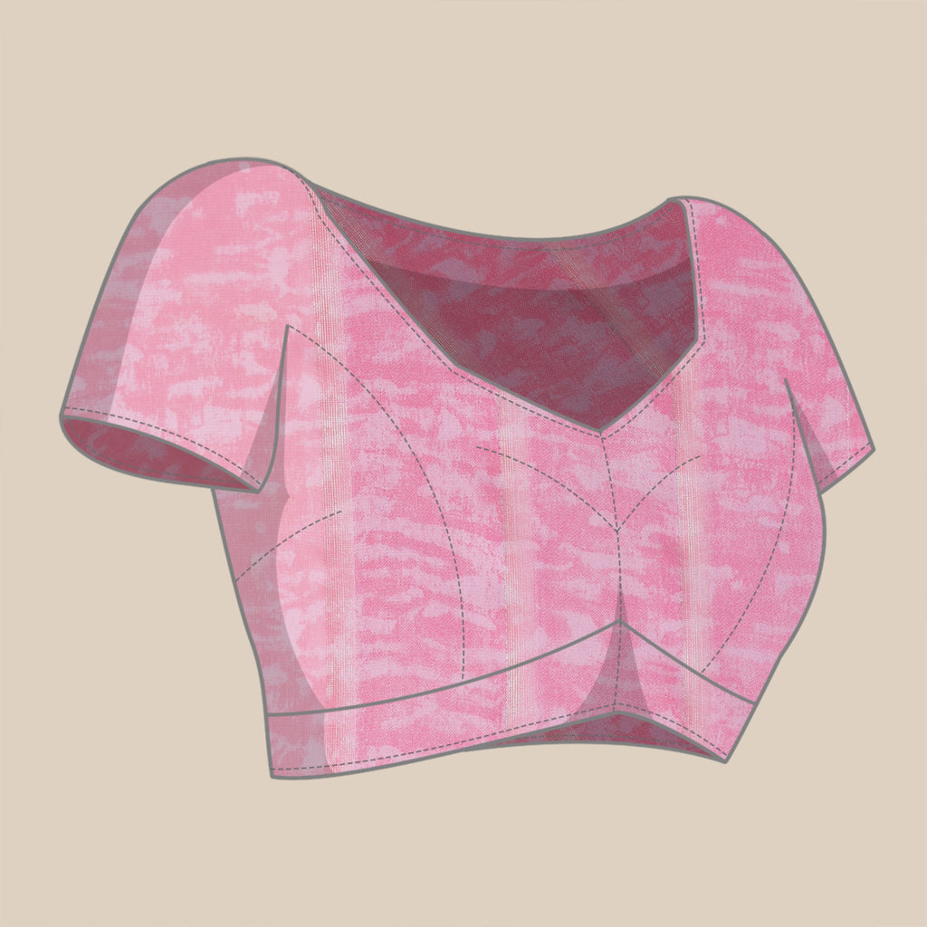 Magenta Pink Floral Printed Georgette Saree with Unstitched Blouse