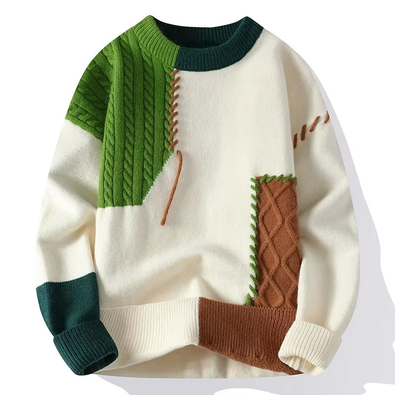 Man Non-Iron Patchwork Sweaters Men's Spring Autumn Winter Men's Sweater Classic Style Casual Pullovers