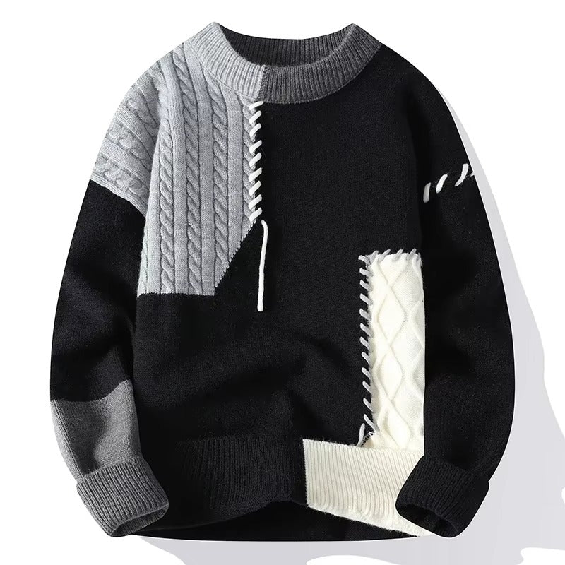 Man Non-Iron Patchwork Sweaters Men's Spring Autumn Winter Men's Sweater Classic Style Casual Pullovers