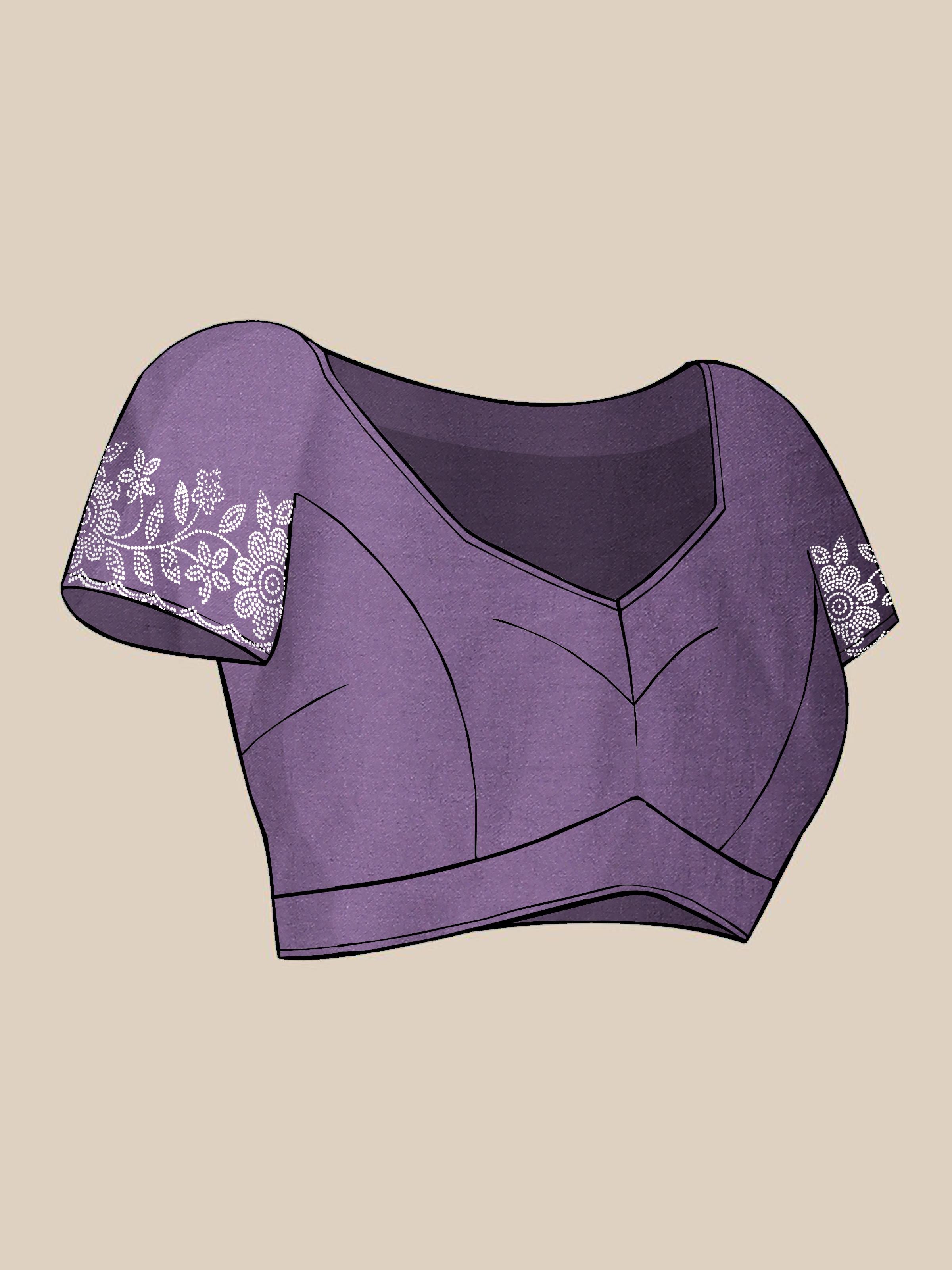 Dusty Purple Trendy Georgette Diamond Work Party Wear Saree