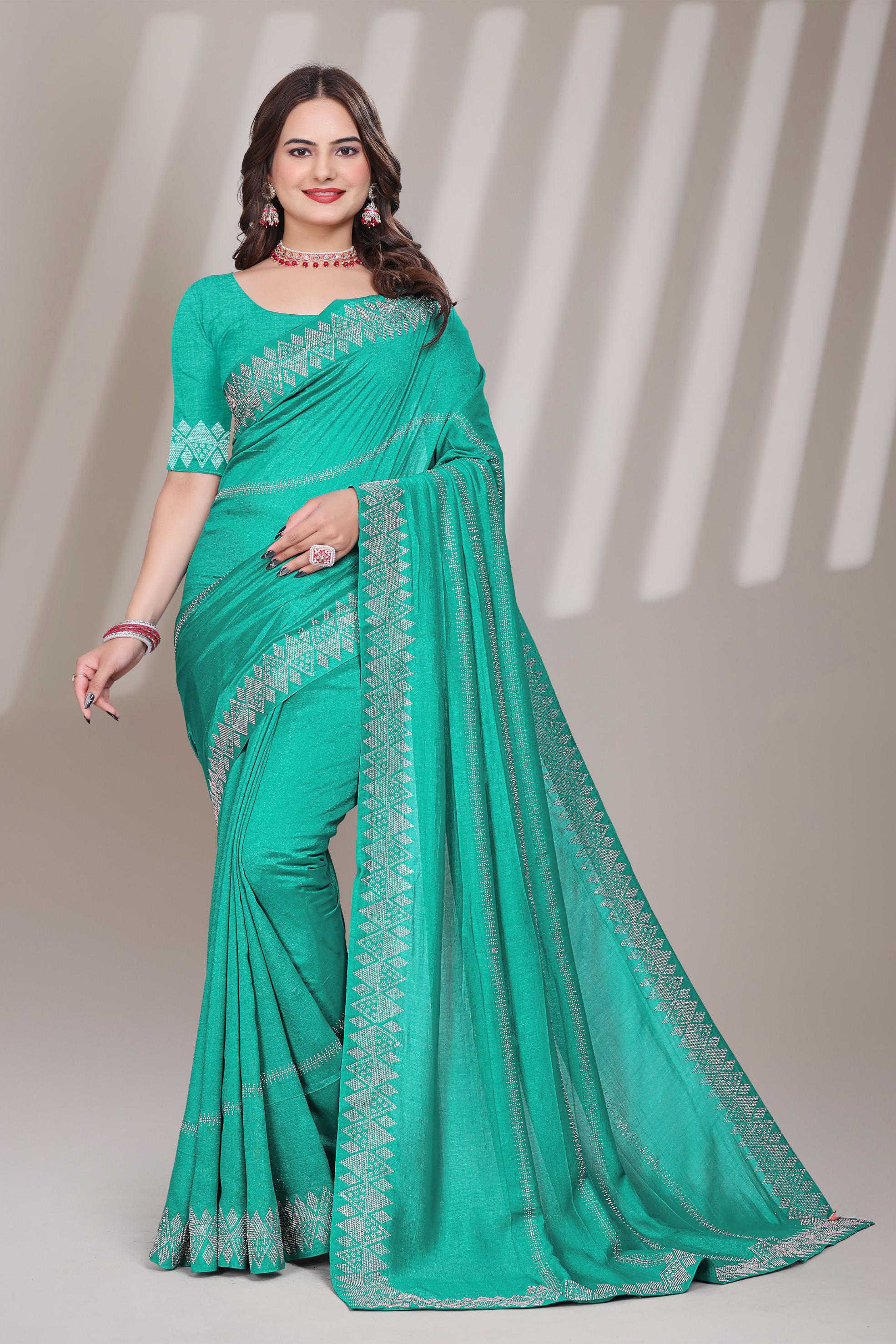 Rama Georgette Diamond Work Saree