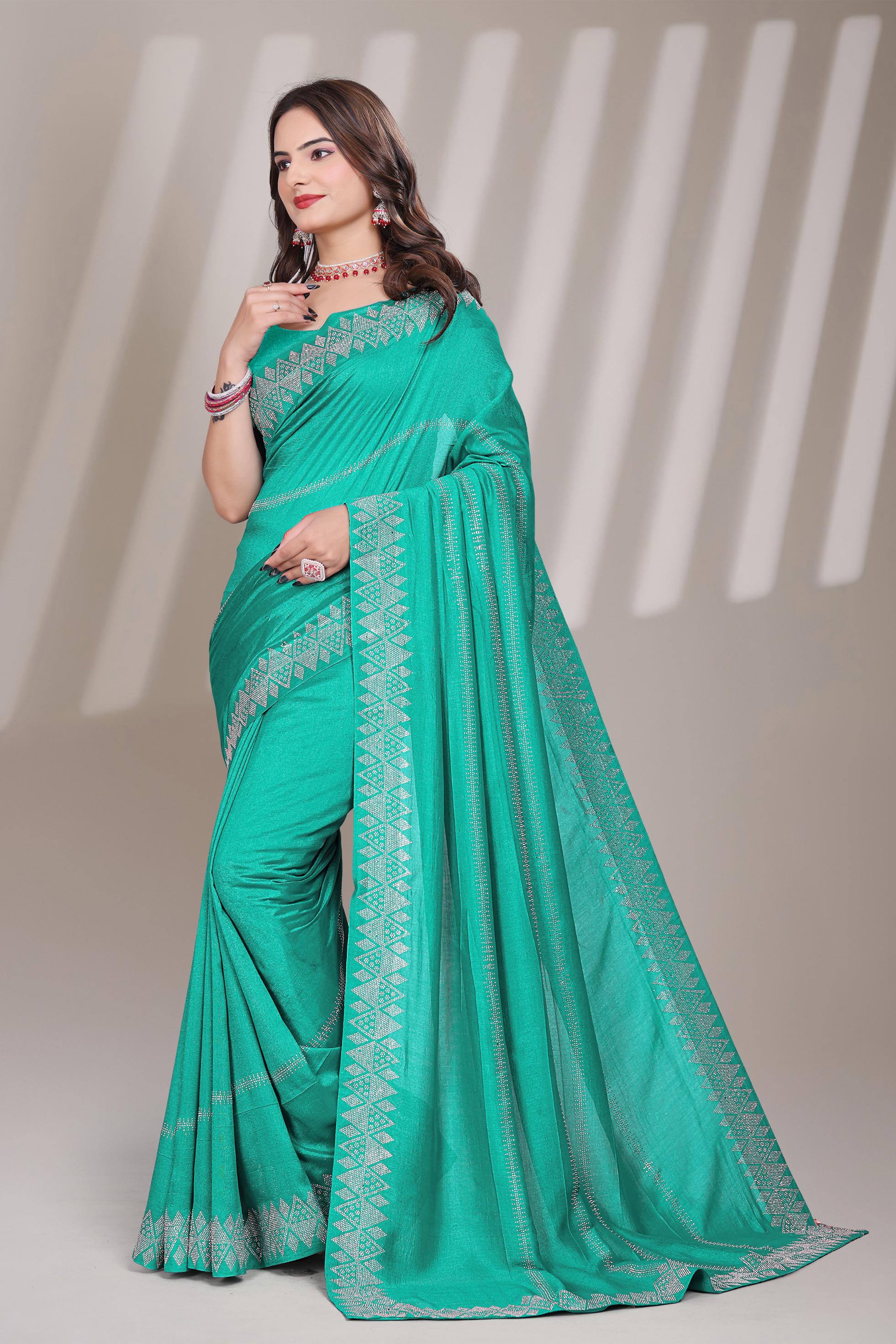 Rama Georgette Diamond Work Saree