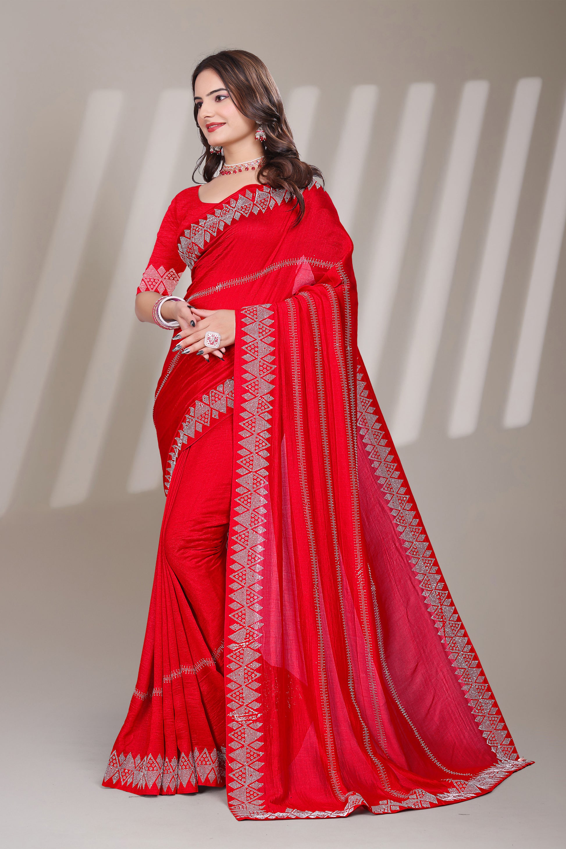 New Fancy Silk Saree with Heavy work and blouse