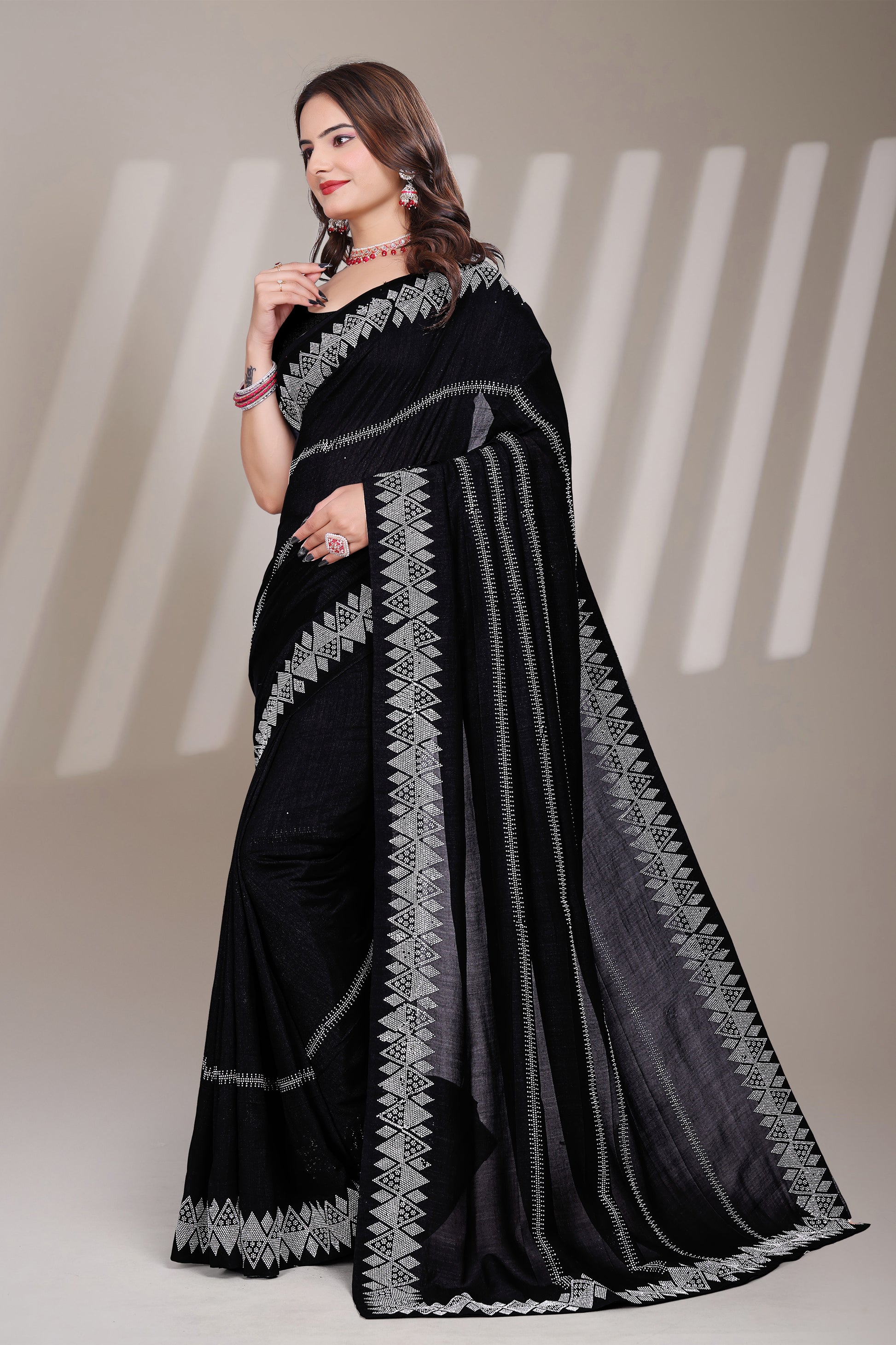 New Fancy Silk Saree with Heavy work and blouse